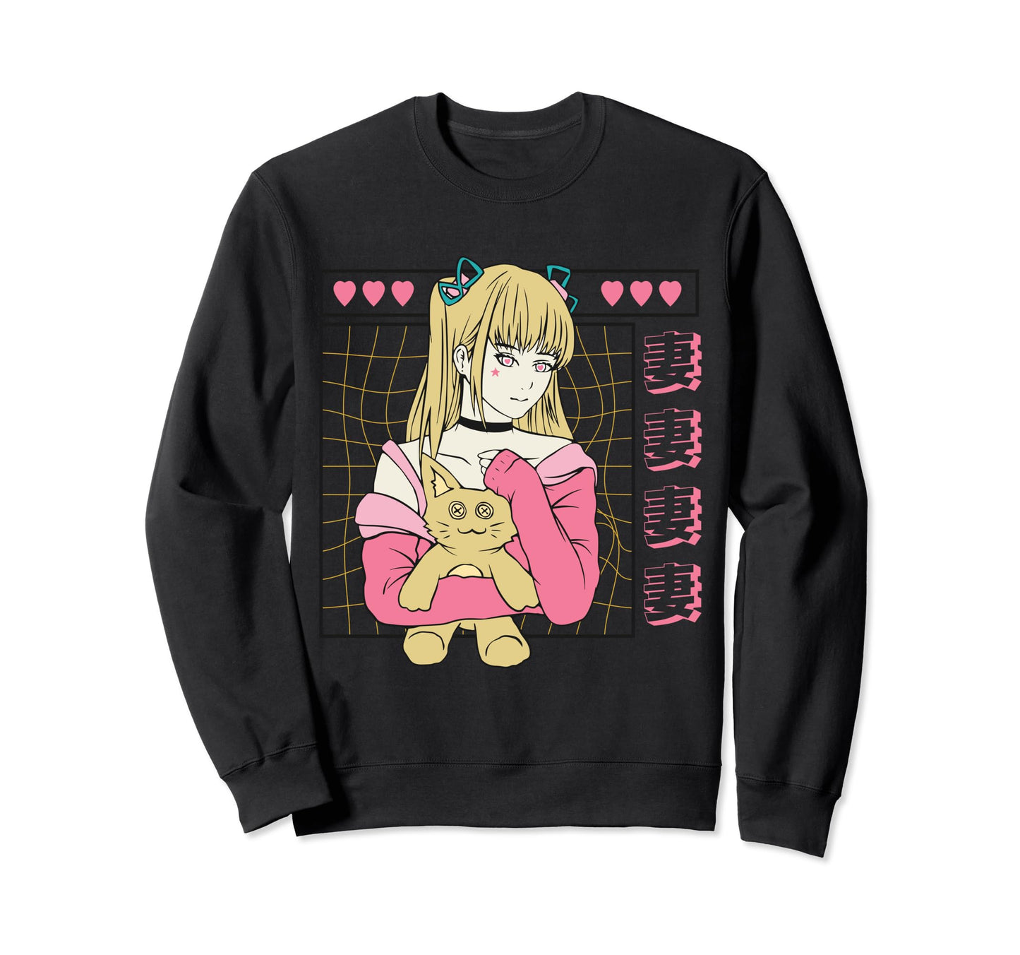 Anime Teddy And Red Eyes Art Sweatshirt - Aesthetic Graphic Men Women - T-Shirt, Sweatshirt, Hoodie