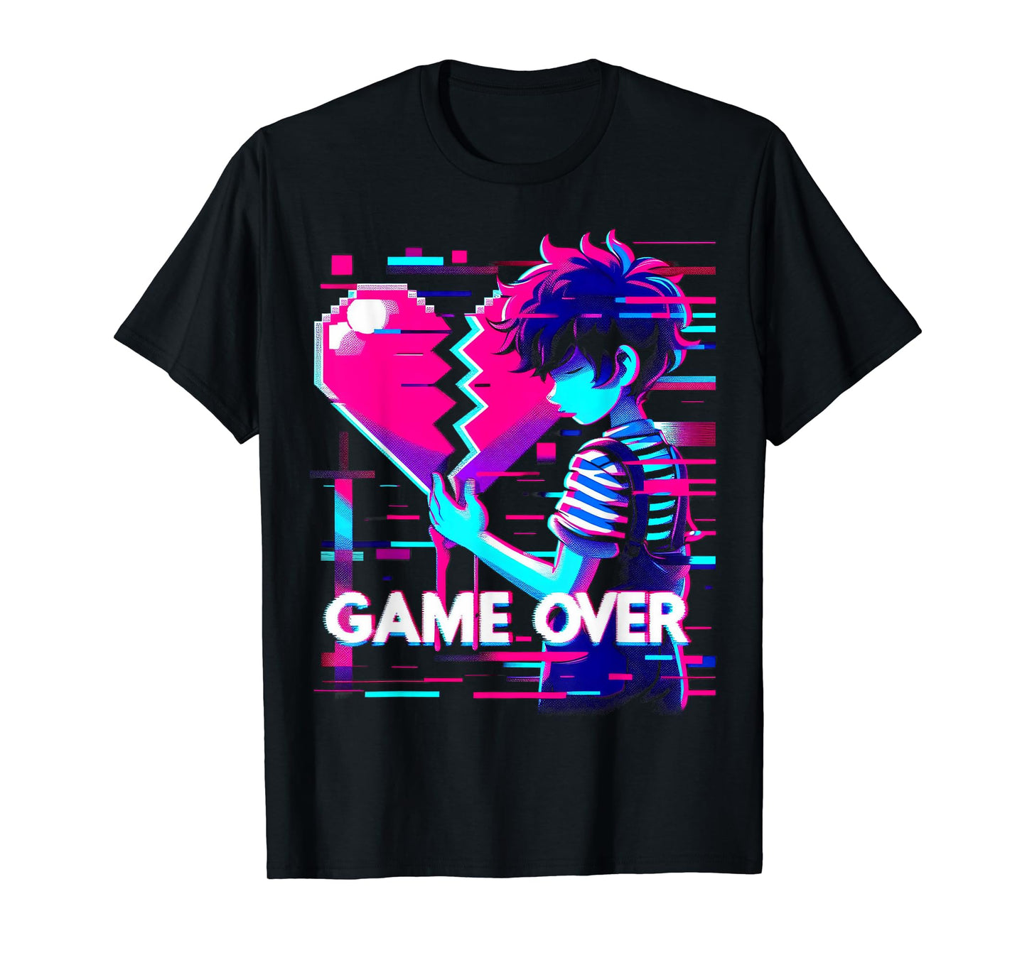 Sad Anime Gamer Japanese Vaporwave T-Shirt - Minimalist Print Unisex - T-Shirt, Sweatshirt, Hoodie