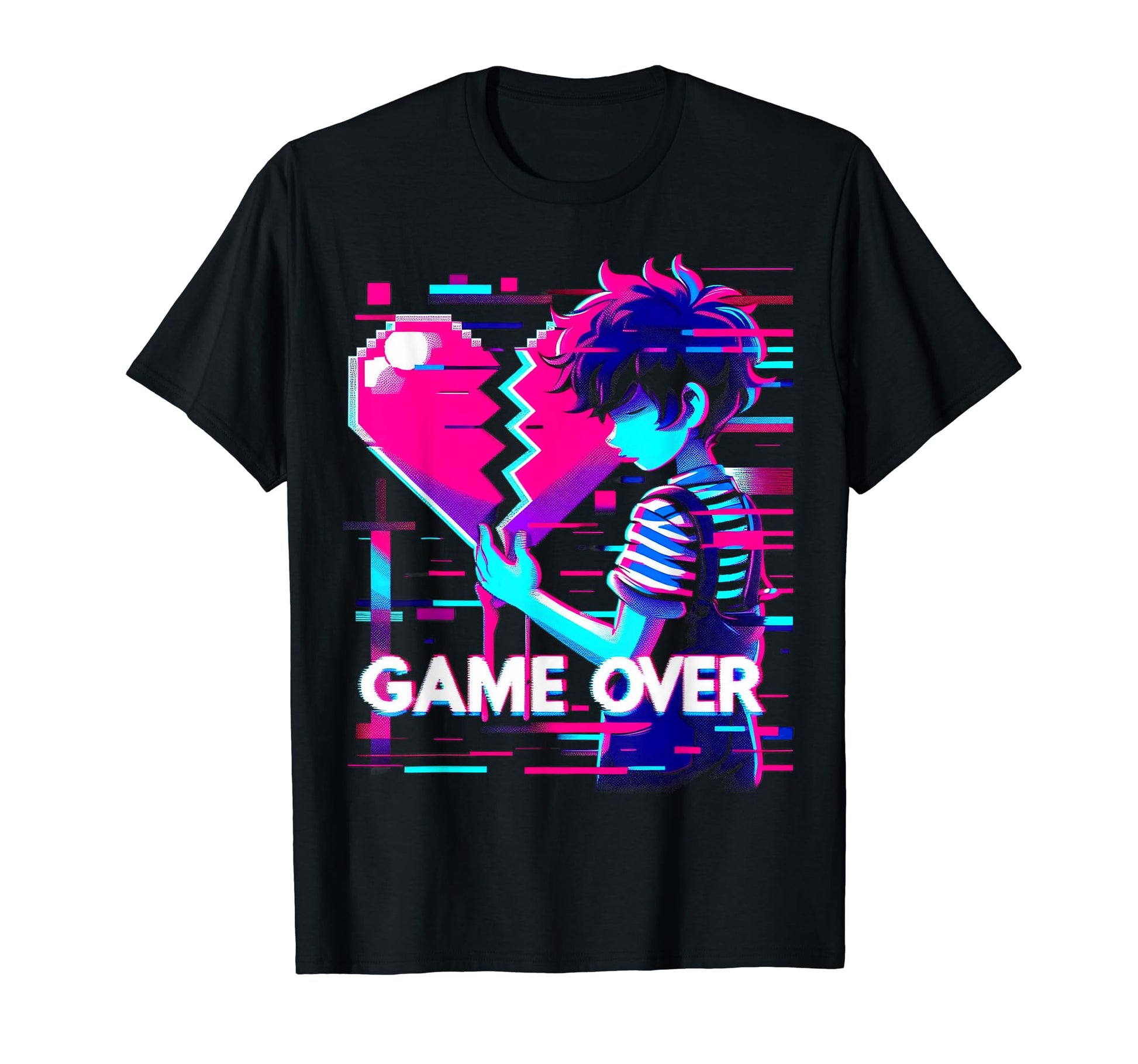 Sad Anime Gamer Japanese Vaporwave T-Shirt - Minimalist Print Unisex - T-Shirt, Sweatshirt, Hoodie