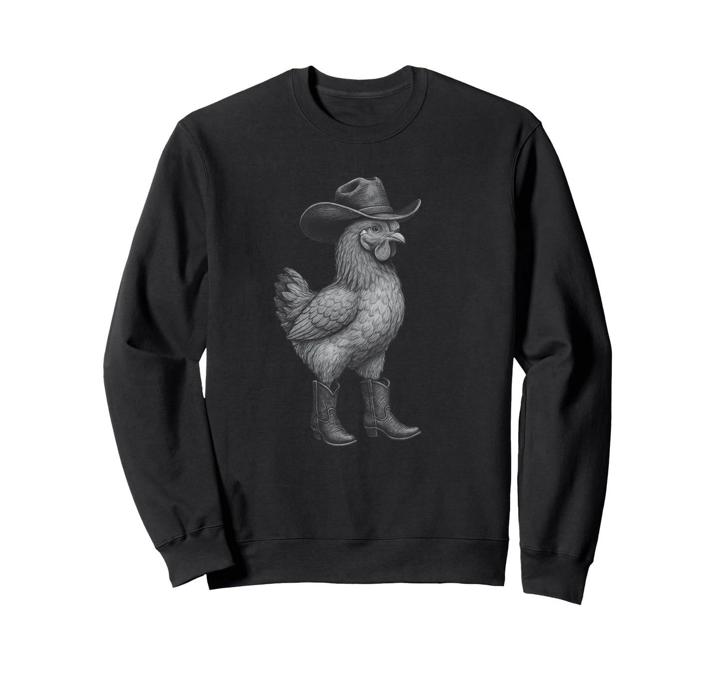 Chicken Cowboy Cowgirl Square Sweatshirt - Fun Novelty Design Men Women - T-Shirt, Sweatshirt, Hoodie
