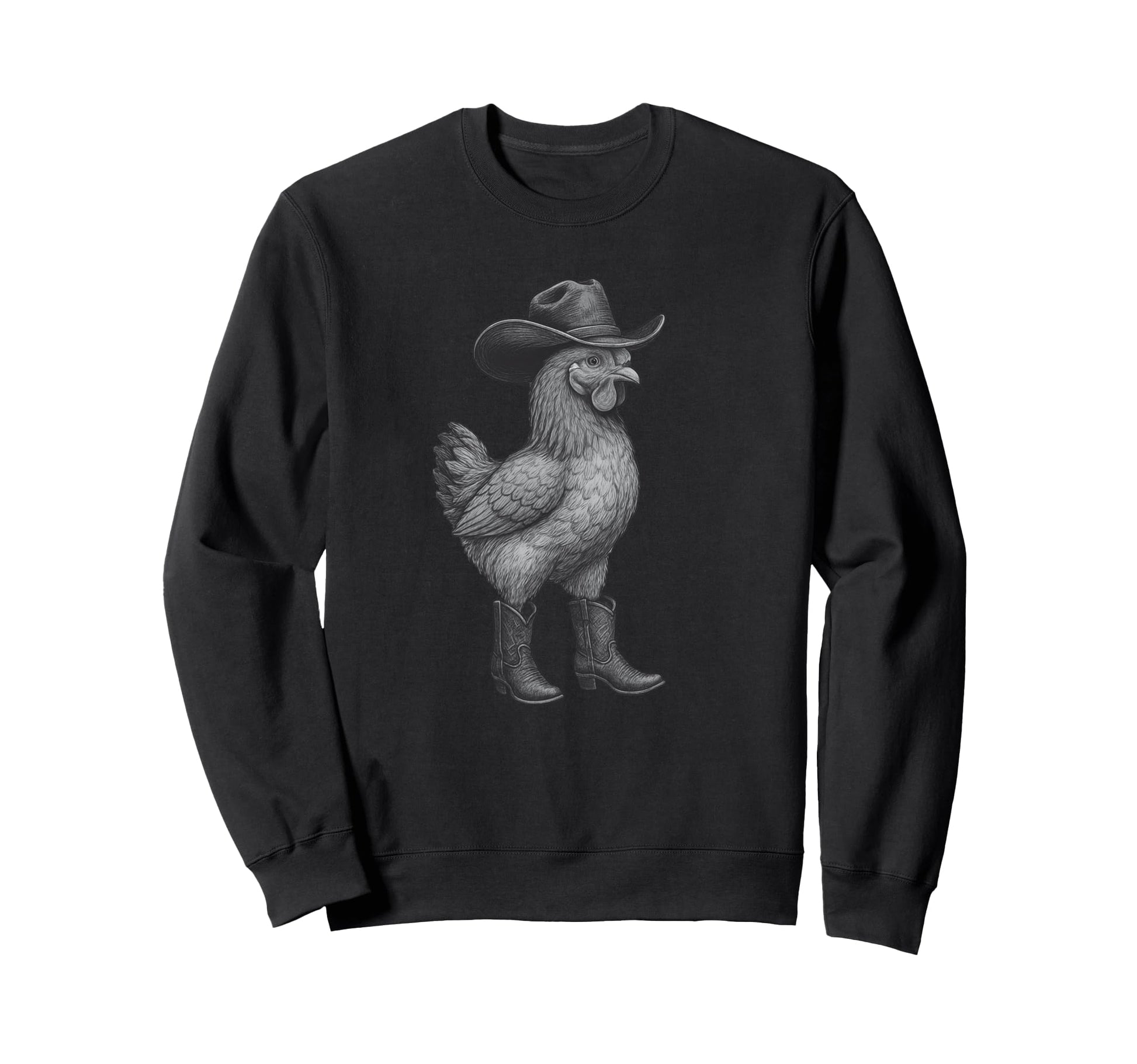 Chicken Cowboy Cowgirl Square Sweatshirt - Fun Novelty Design Men Women - T-Shirt, Sweatshirt, Hoodie