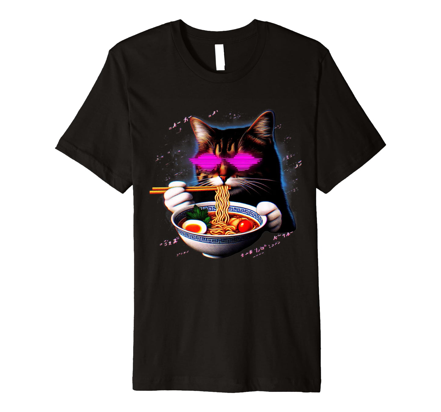 Ramen Cat Vaporwave Japanese Aesthetic T-Shirt - Novelty Apparel Unisex - T-Shirt, Sweatshirt, Hoodie