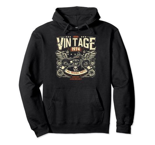 1974 Born 1974 Birthday Motorcycle Hoodie - Fun Novelty Design Men Women - T-Shirt, Sweatshirt, Hoodie