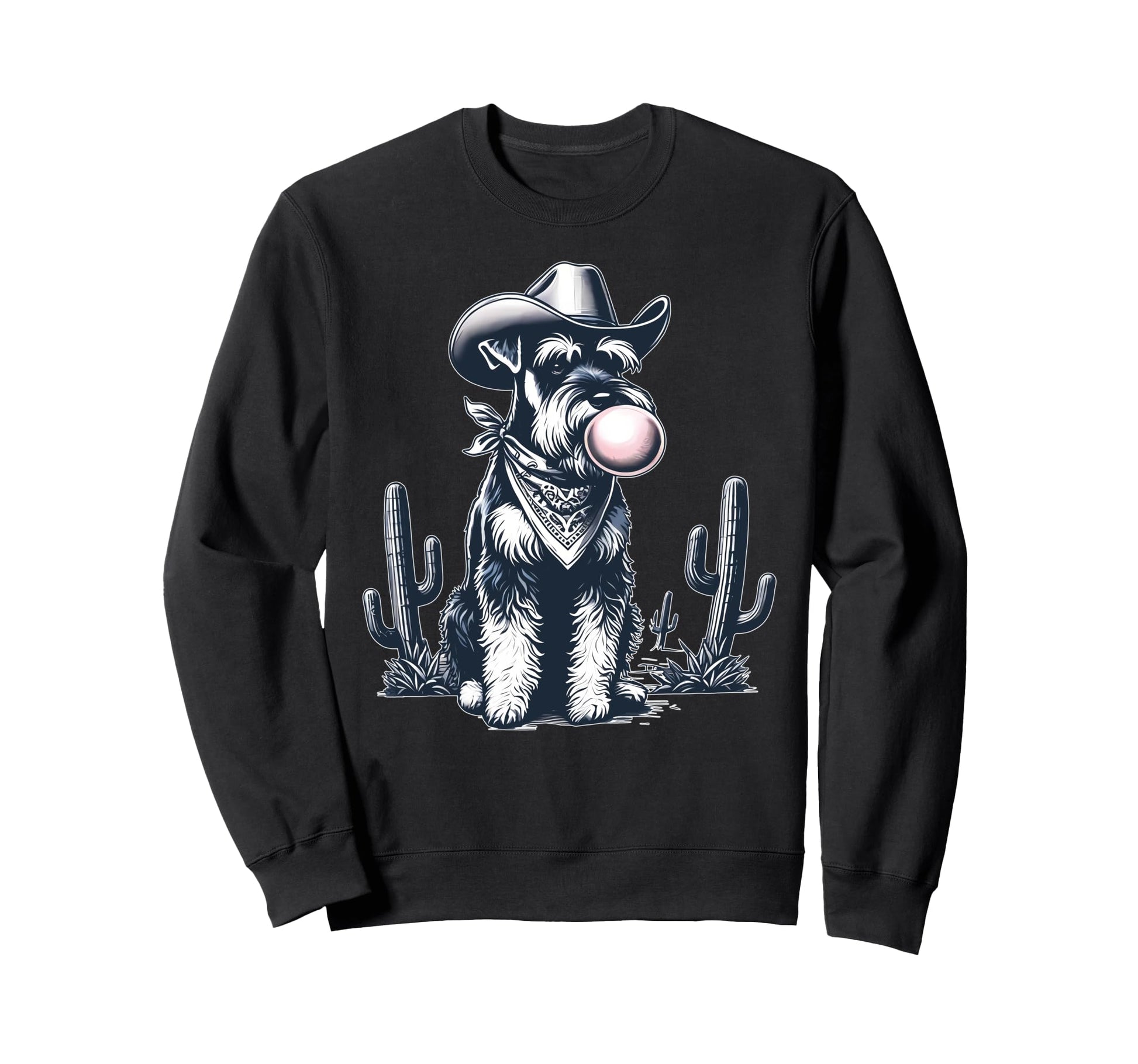Schnauzer Blowing Bubble Cowboy Ufo Sweatshirt - Novelty Apparel Unisex - T-Shirt, Sweatshirt, Hoodie