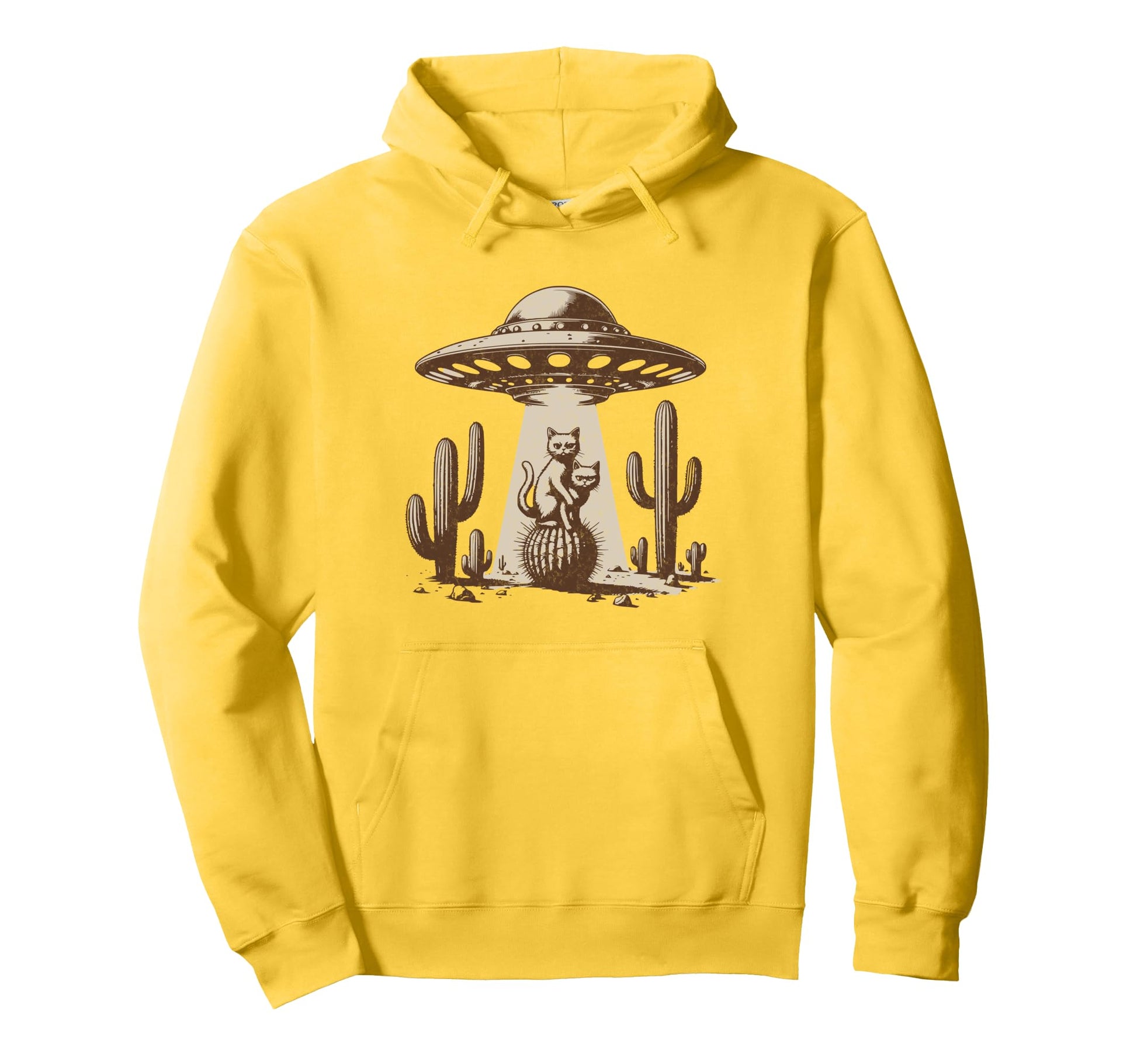 Desert Cats 90S Western Ufo Cowboy Cat Hoodie - Minimalist Print Men Women - T-Shirt, Sweatshirt, Hoodie