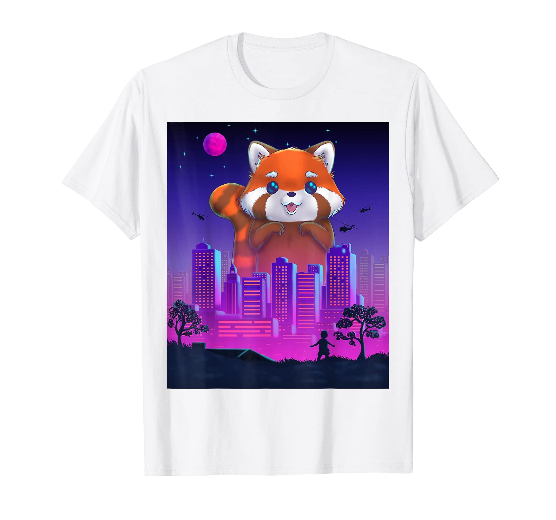 Giant Red Panda Vaporwave Synthwave T-Shirt - Custom Art Print Men Women - T-Shirt, Sweatshirt, Hoodie