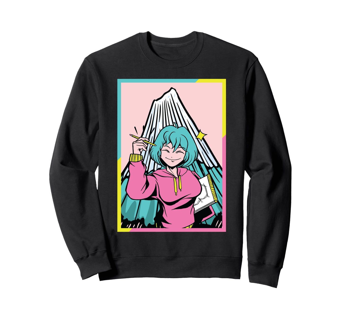 Anime Artist Mount Fuji Sweatshirt - Casual Everyday Wear for Adults - T-Shirt, Sweatshirt, Hoodie