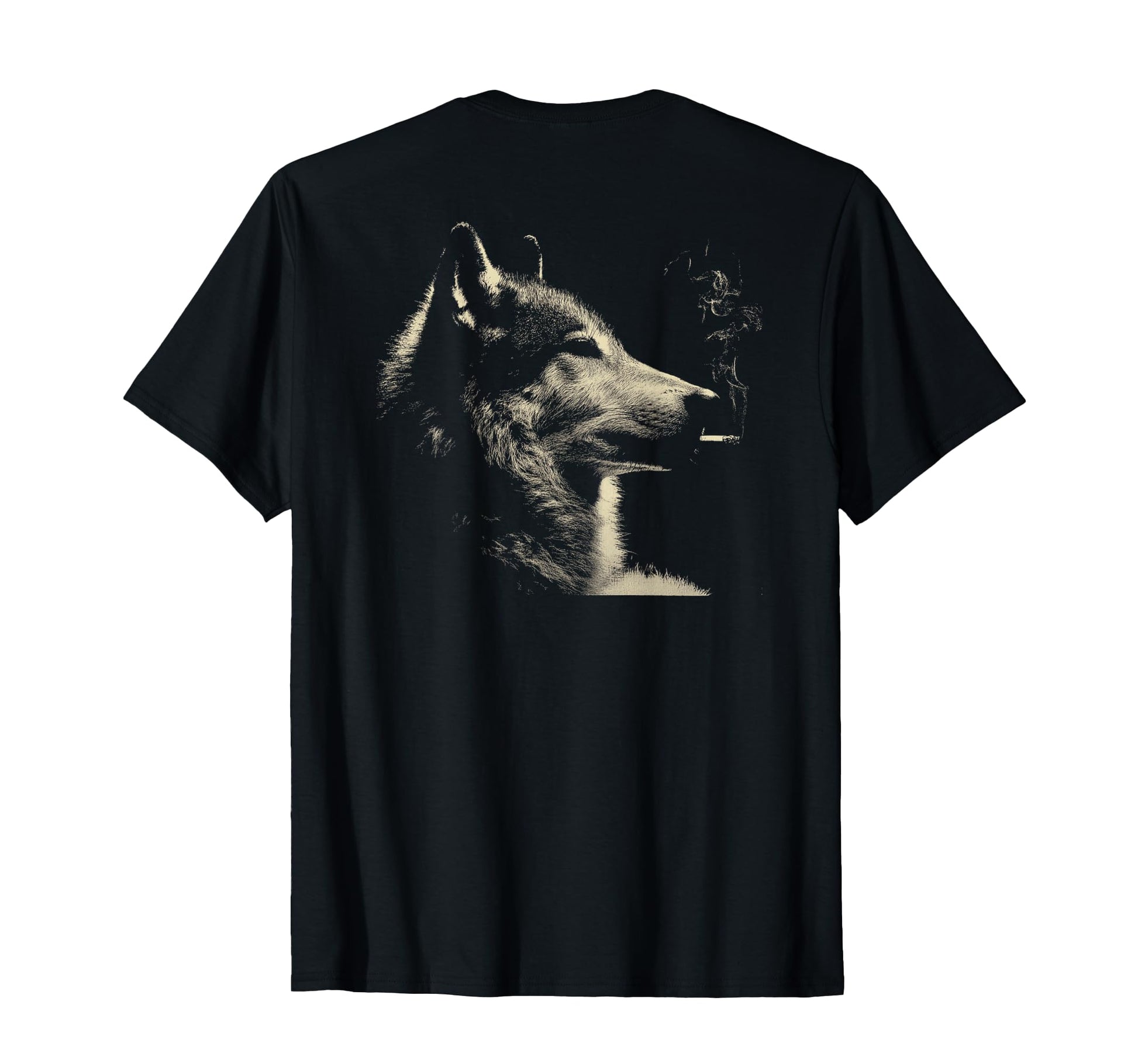 Wolf Smoking Cigarette Grunge Meme T-Shirt - Fun Novelty Design Men Women - T-Shirt, Sweatshirt, Hoodie