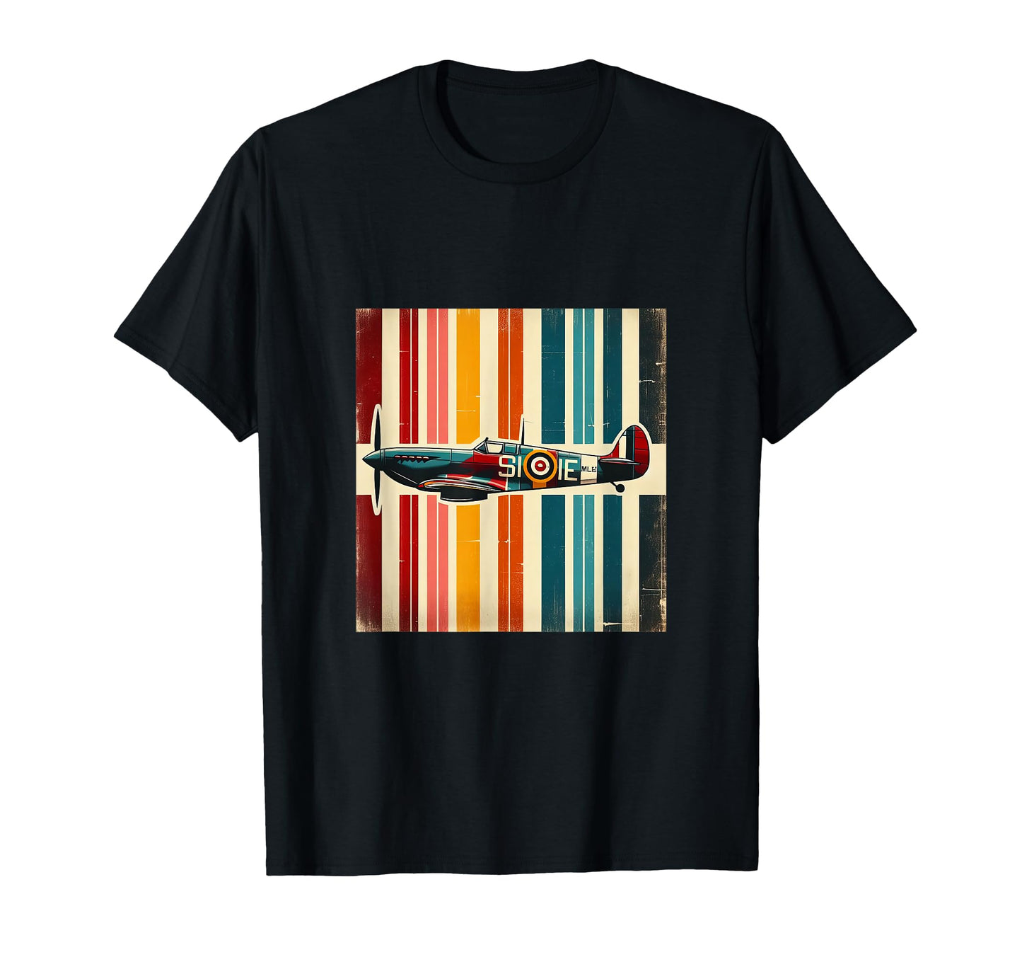 Ww2 Spitfire Raf Warplane Rainbow Colors T-Shirt - Minimalist Print Unisex - T-Shirt, Sweatshirt, Hoodie