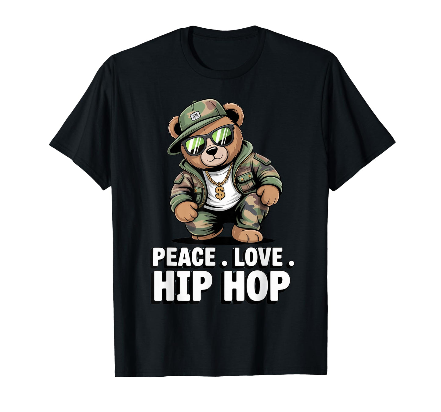 Camouflage Rapper Teddy Bear Camo 80S T-Shirt - Aesthetic Graphic Unisex - T-Shirt, Sweatshirt, Hoodie