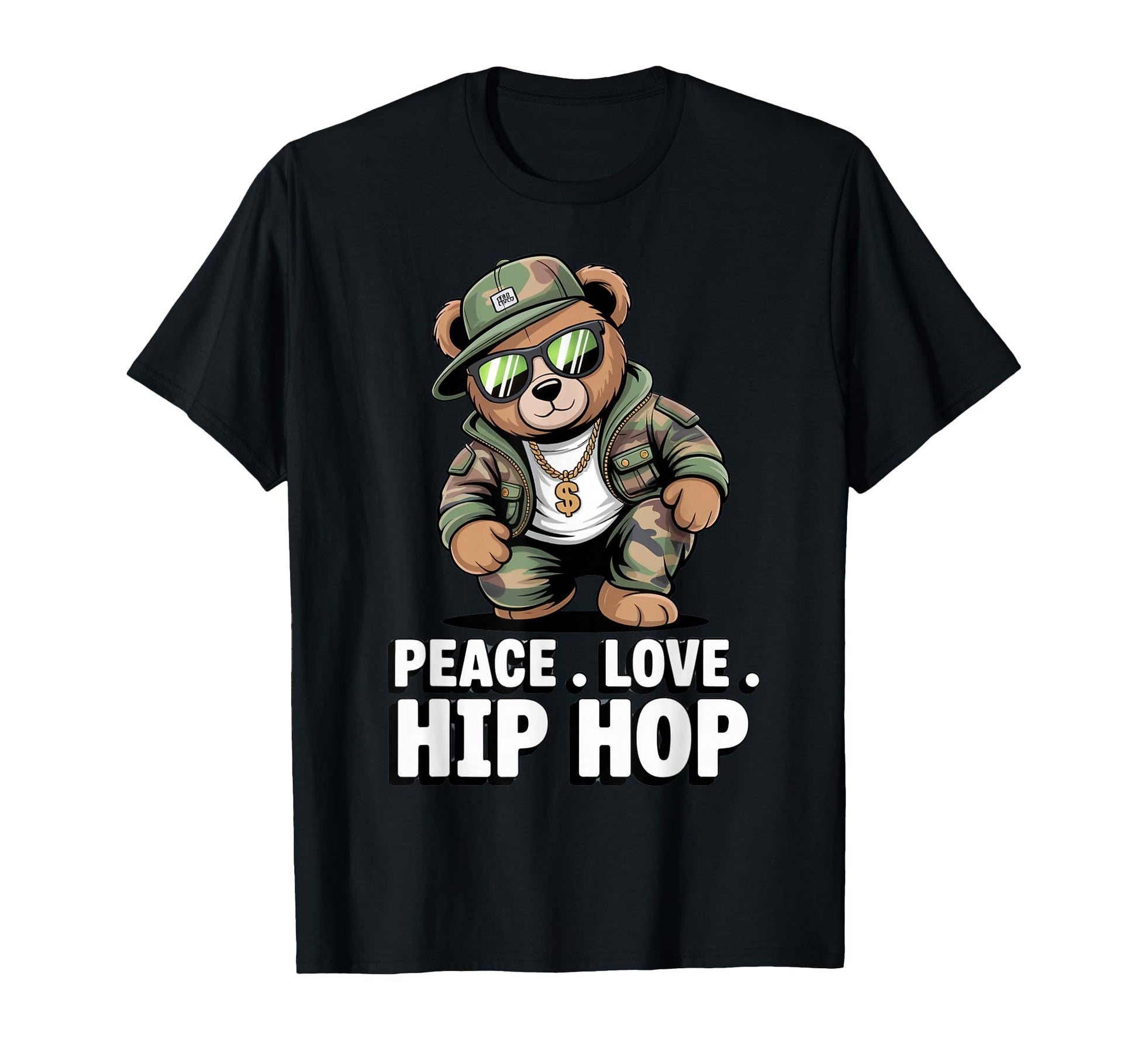 Camouflage Rapper Teddy Bear Camo 80S T-Shirt - Aesthetic Graphic Unisex - T-Shirt, Sweatshirt, Hoodie