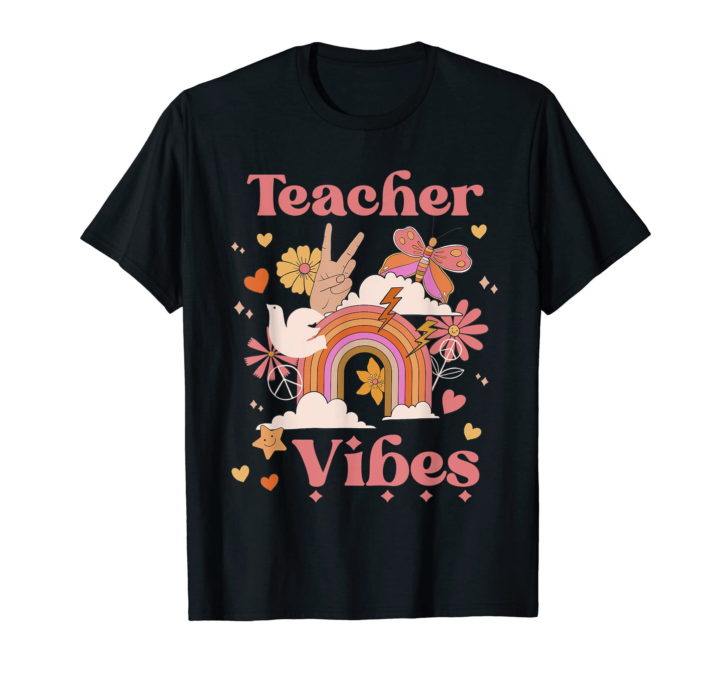 Teacher Vibes School Groovy Boho T-Shirt - Trendy Graphic for Adults - T-Shirt, Sweatshirt, Hoodie