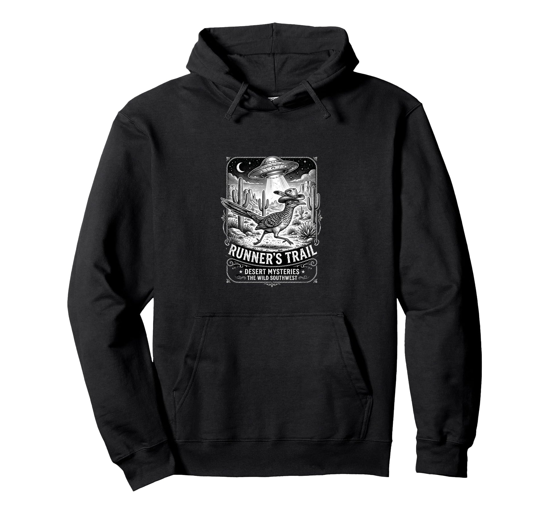 Cowboy Roadrunner Ufo Desert Western Hoodie - Streetwear Style Men Women - T-Shirt, Sweatshirt, Hoodie