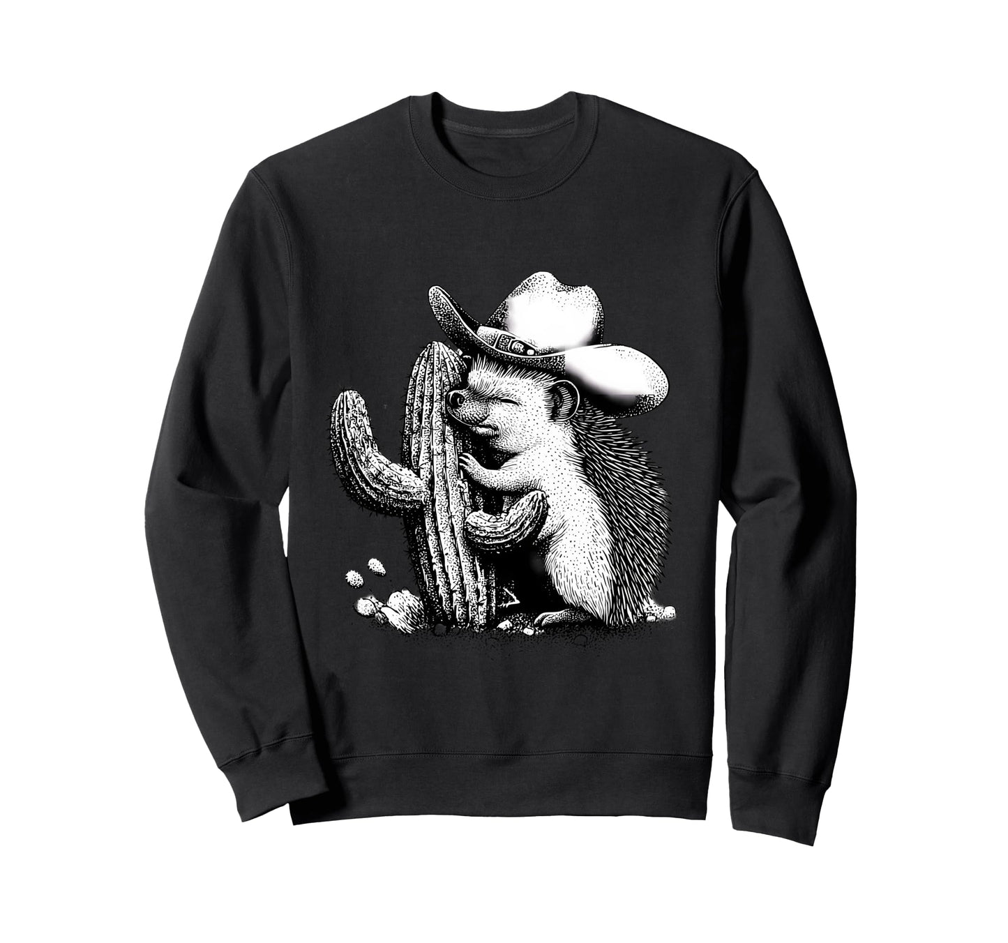 Country Cowboy Hedgehog Rodeo Sweatshirt - Custom Art Print for Adults - T-Shirt, Sweatshirt, Hoodie