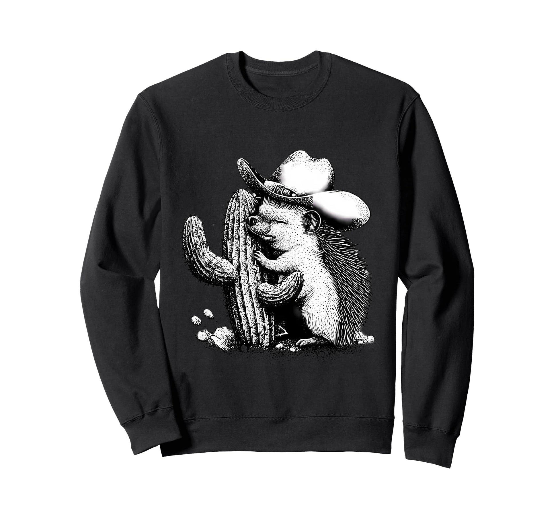 Country Cowboy Hedgehog Rodeo Sweatshirt - Custom Art Print for Adults - T-Shirt, Sweatshirt, Hoodie