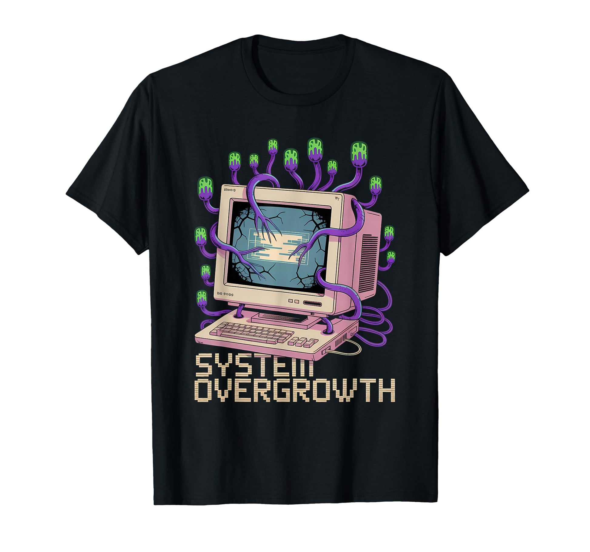 Computer Vaporwave Glitch Plants T-Shirt - Fun Novelty Design Men Women - T-Shirt, Sweatshirt, Hoodie
