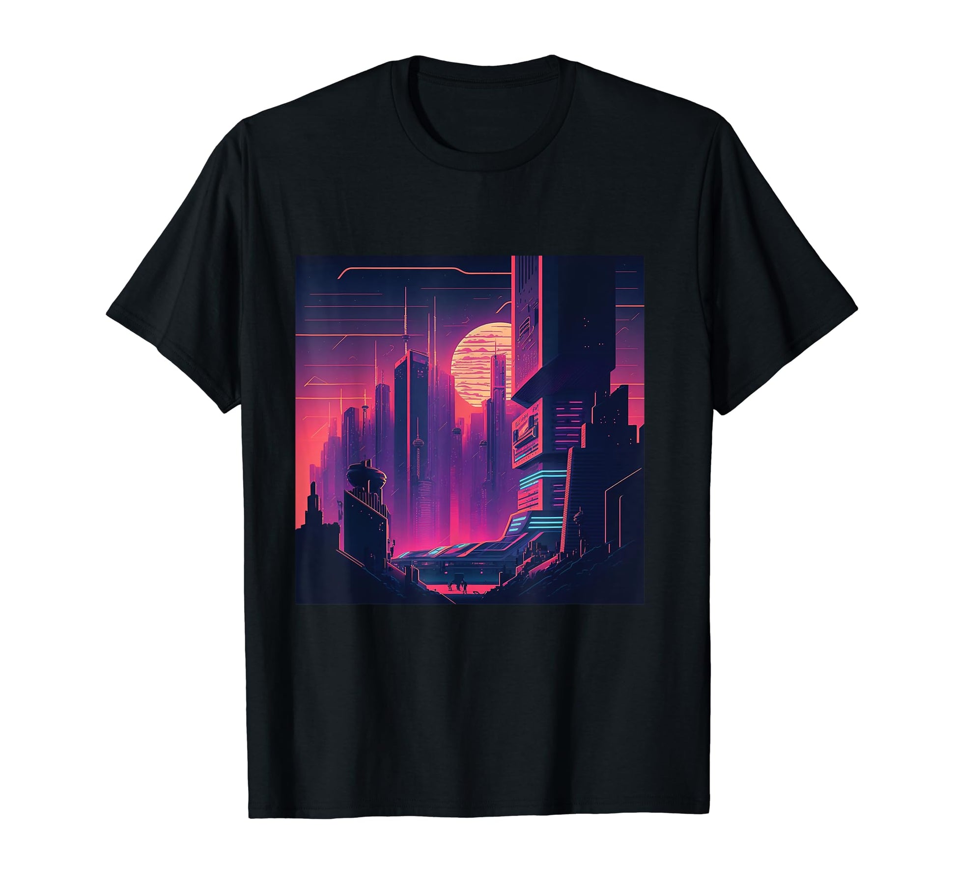 Synthwave City Retrowave Futuristic T-Shirt - Graphic Print Unisex - T-Shirt, Sweatshirt, Hoodie