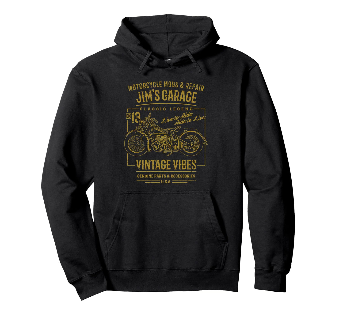 Jims Garage Motorcycle Name Jim Hoodie - Streetwear Style for Adults - T-Shirt, Sweatshirt, Hoodie