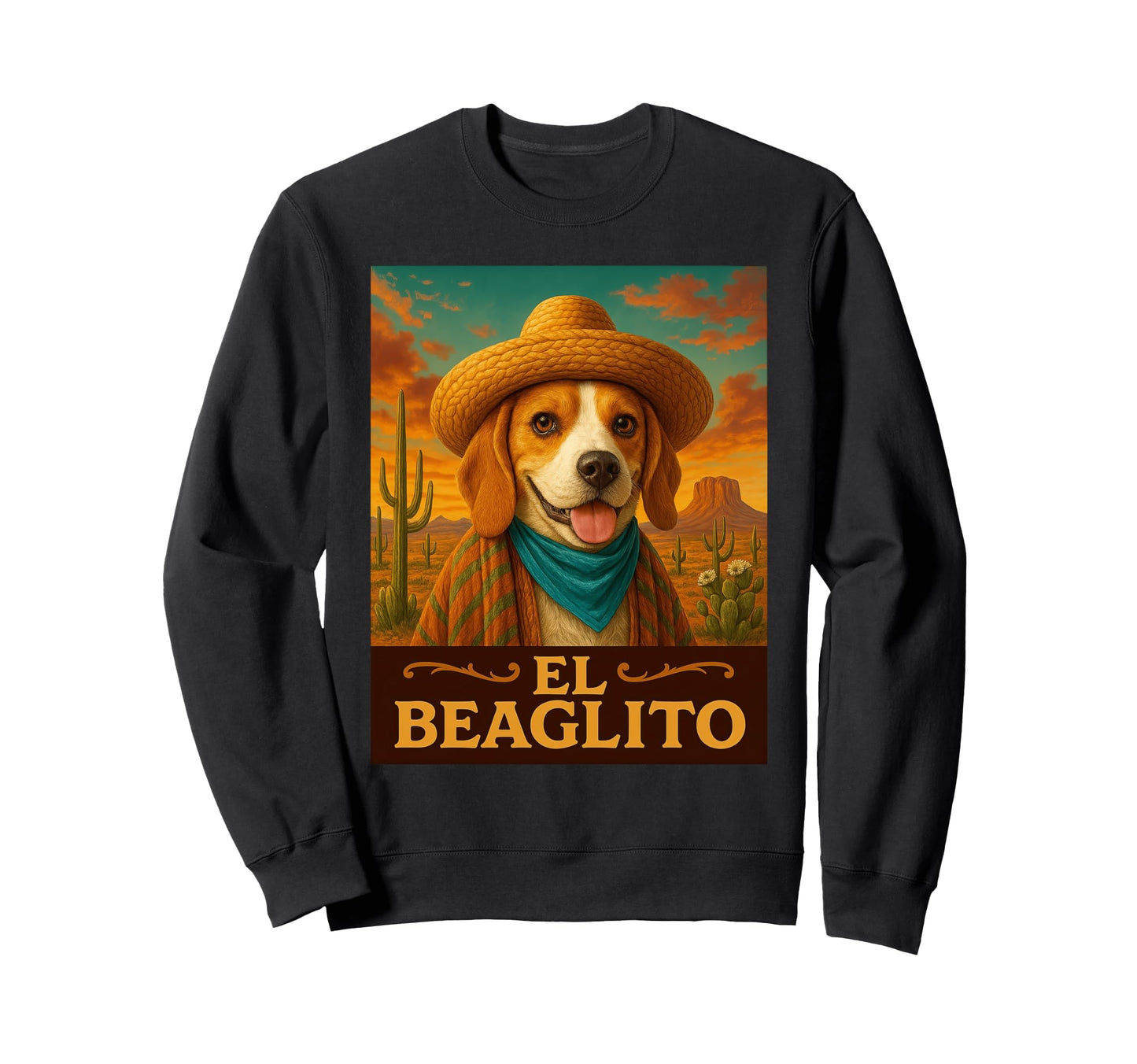 Beagle El Beaglito Wild West Sweatshirt - Minimalist Print for Adults - T-Shirt, Sweatshirt, Hoodie