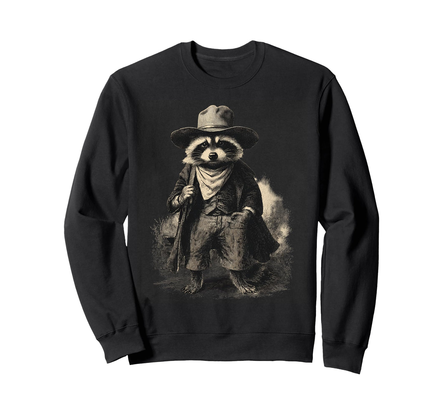 Raccoon Cowboy Rodeo Cowgirl Sweatshirt - Trendy Graphic for Adults - T-Shirt, Sweatshirt, Hoodie