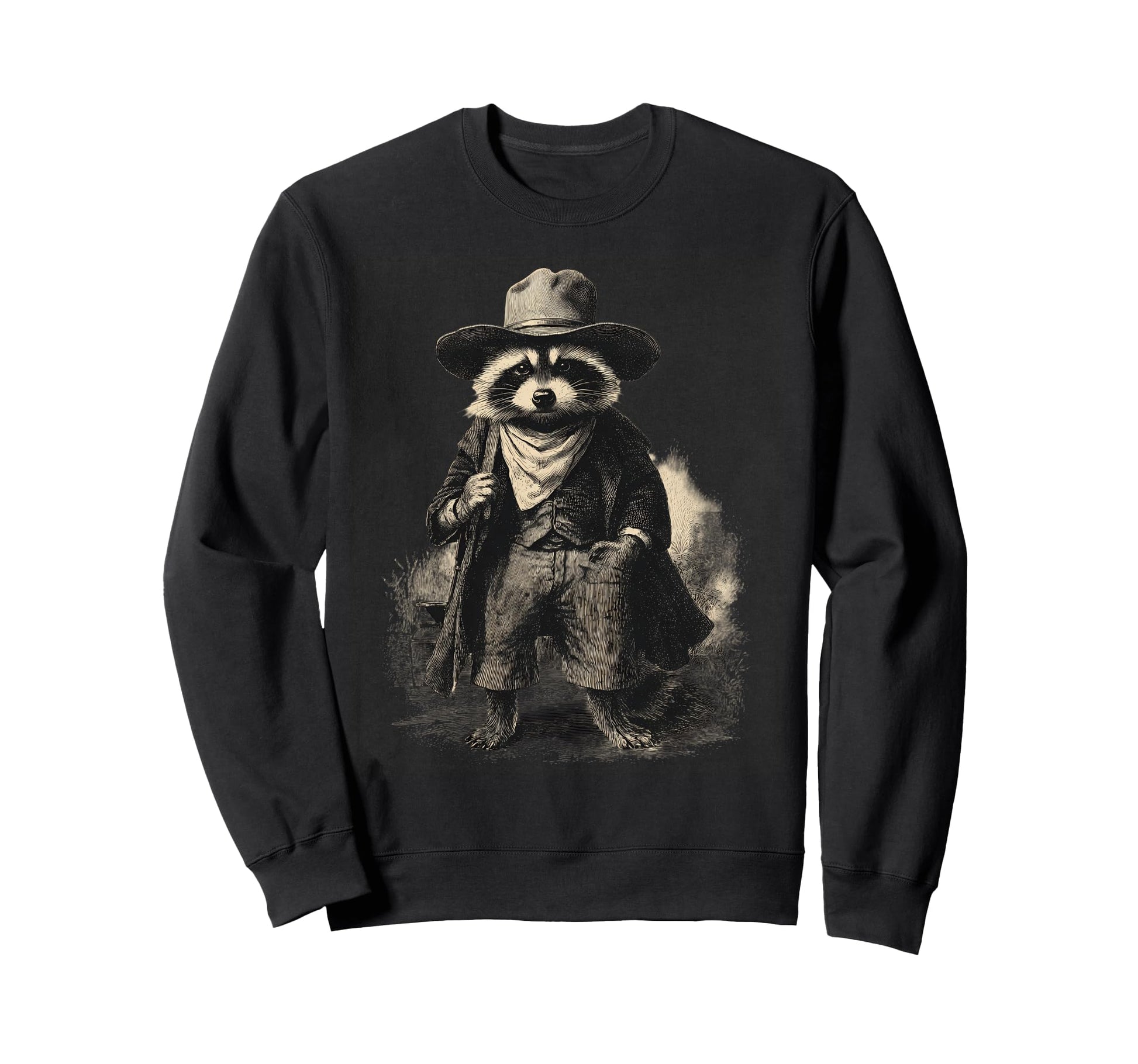Raccoon Cowboy Rodeo Cowgirl Sweatshirt - Trendy Graphic for Adults - T-Shirt, Sweatshirt, Hoodie