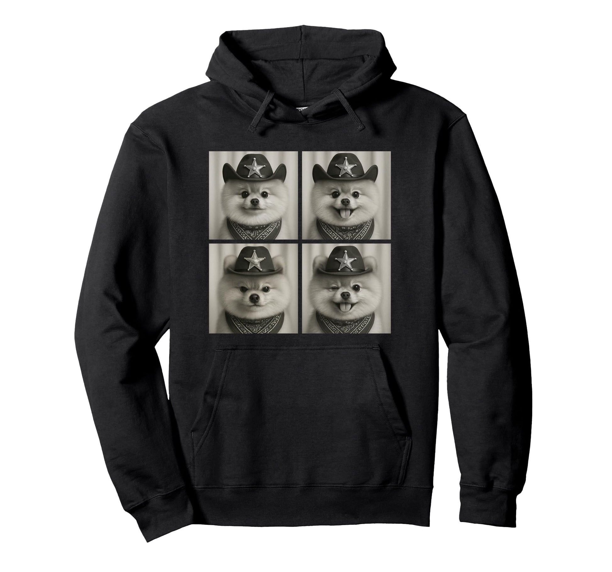 Pomeranian Funny Cowboy Dogs Western Hoodie - Novelty Apparel Unisex - T-Shirt, Sweatshirt, Hoodie