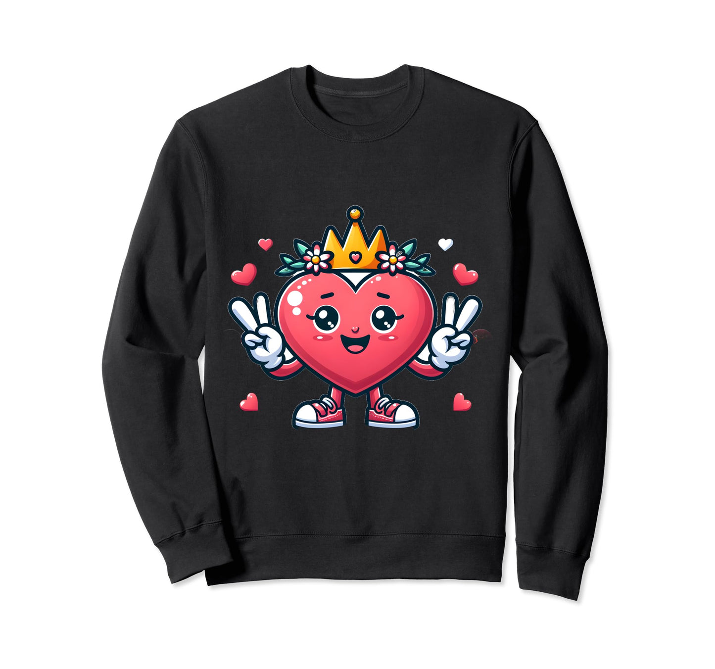 Peace Love Heart Flower Crown Sweatshirt - Aesthetic Graphic Unisex - T-Shirt, Sweatshirt, Hoodie
