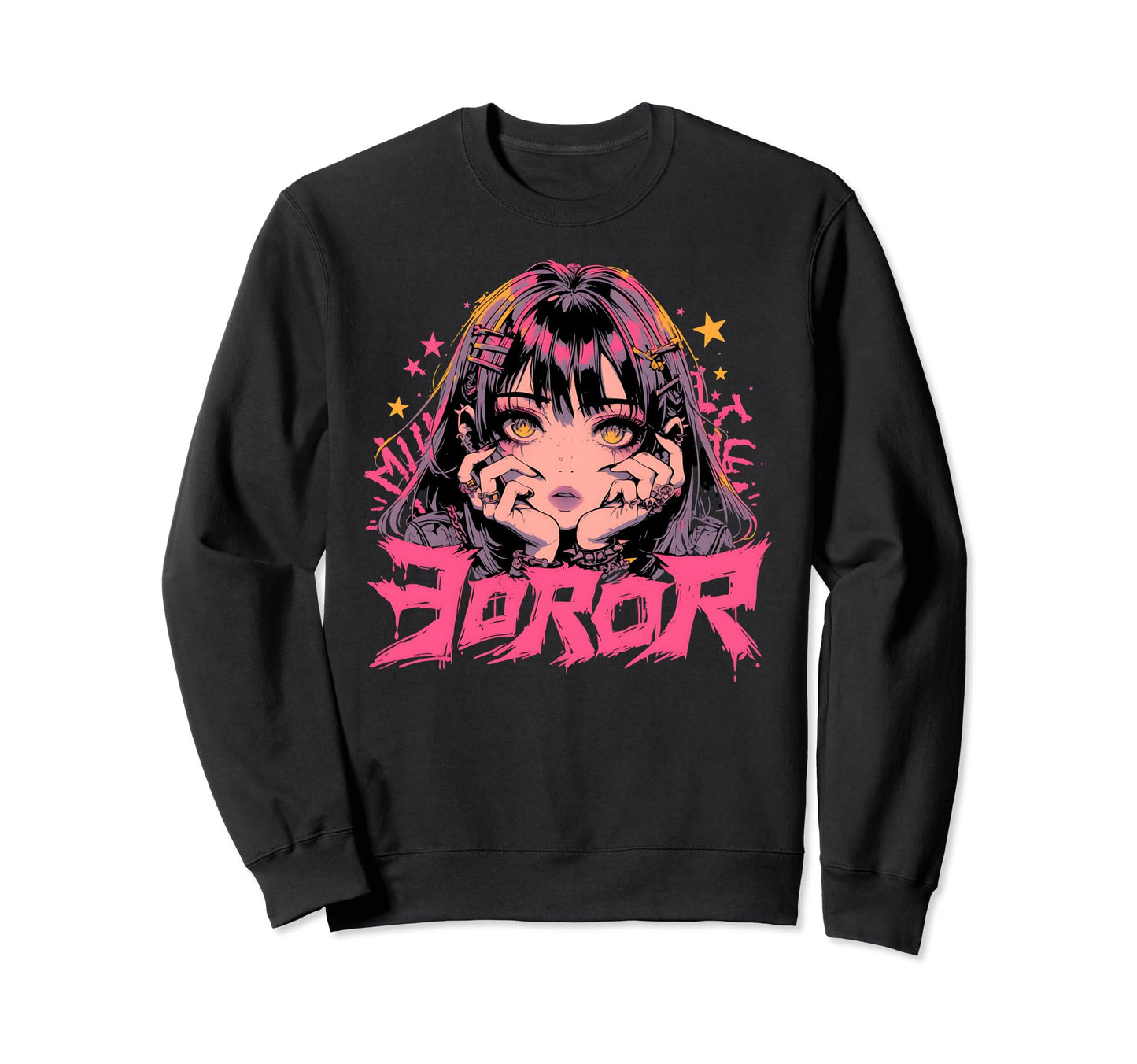 Goth Grunge Demon Anime Waifu Sweatshirt - Casual Everyday Wear Men Women - T-Shirt, Sweatshirt, Hoodie