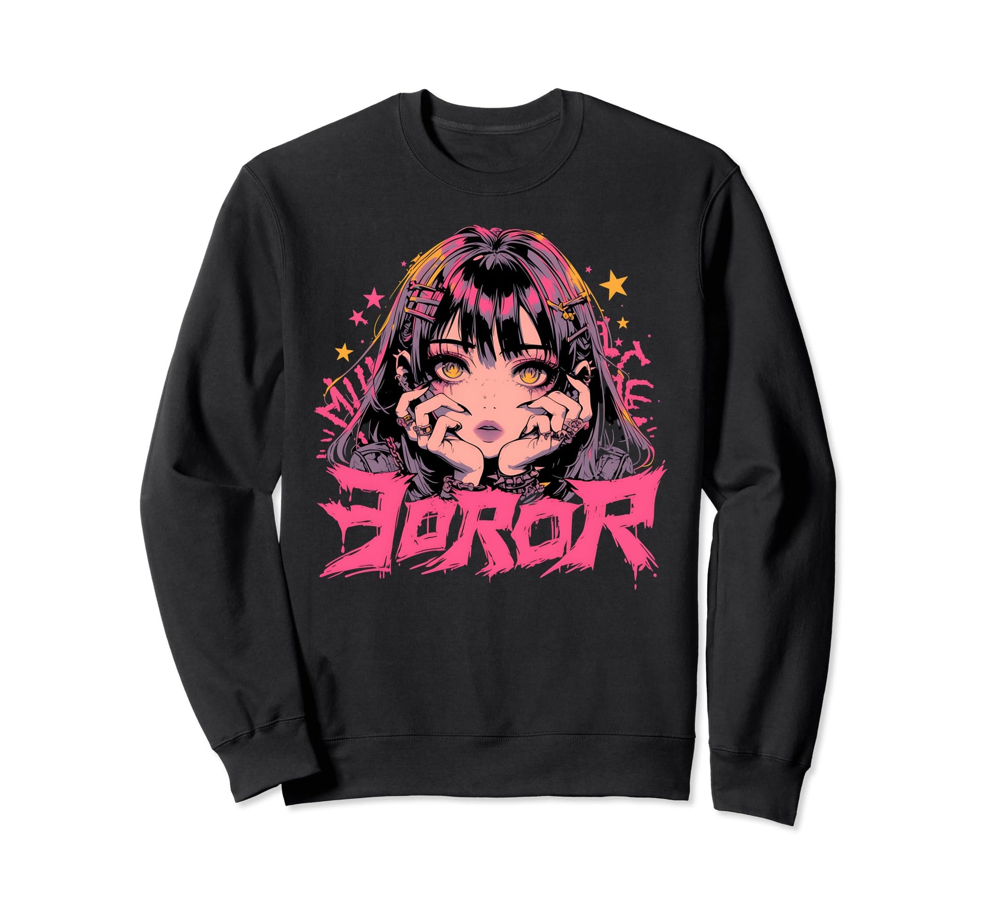 Goth Grunge Demon Anime Waifu Sweatshirt - Casual Everyday Wear Men Women - T-Shirt, Sweatshirt, Hoodie