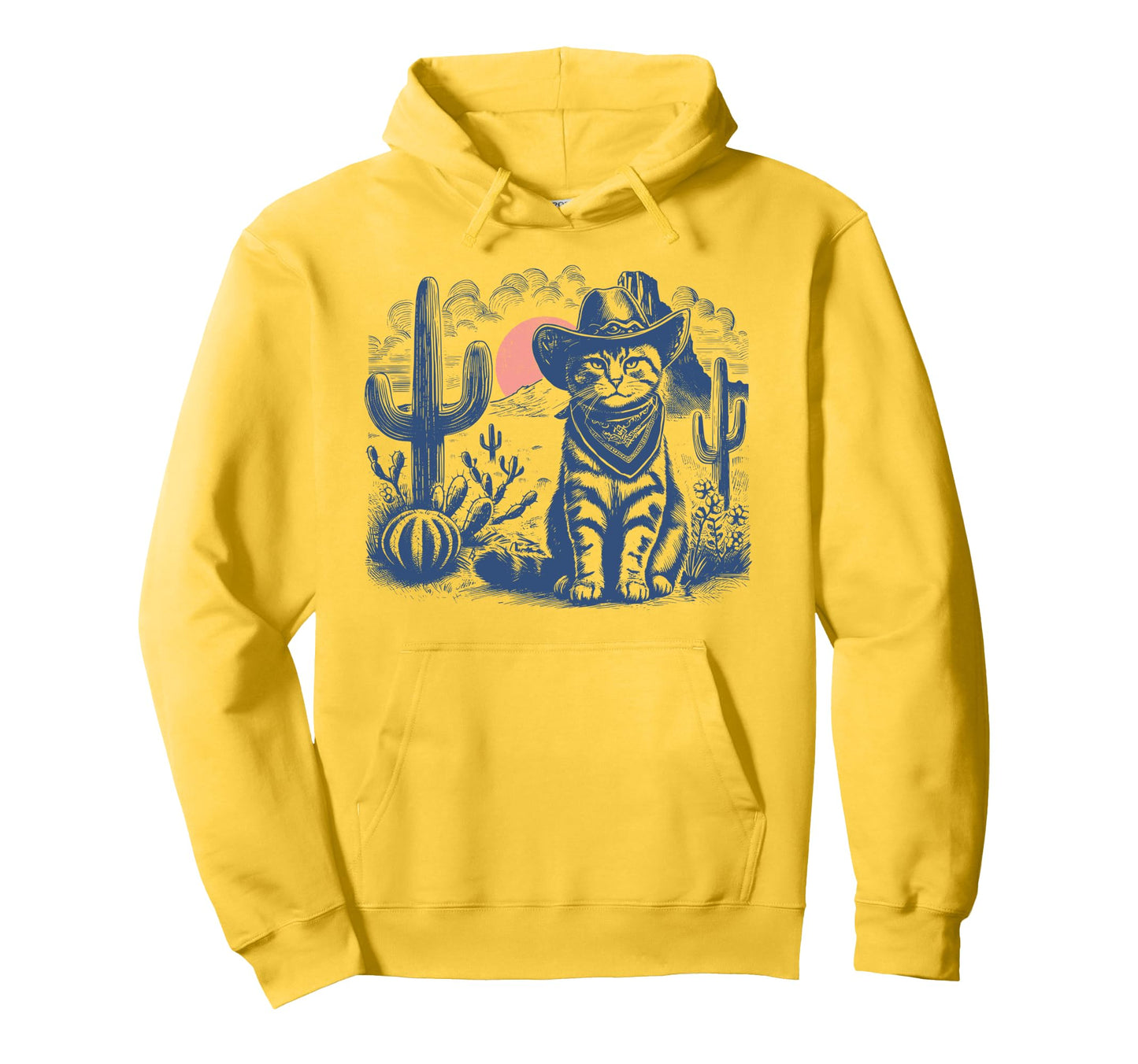 Ufo Cat Western Alien 90S Whippet Hoodie - Minimalist Print Men Women - T-Shirt, Sweatshirt, Hoodie