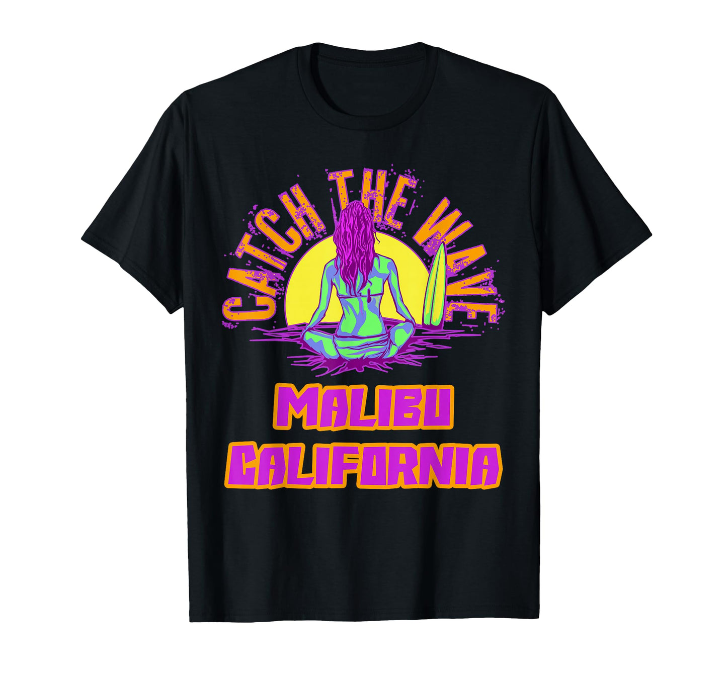 Malibu California Surfing Vaporwave T-Shirt - Trendy Graphic for Adults - T-Shirt, Sweatshirt, Hoodie