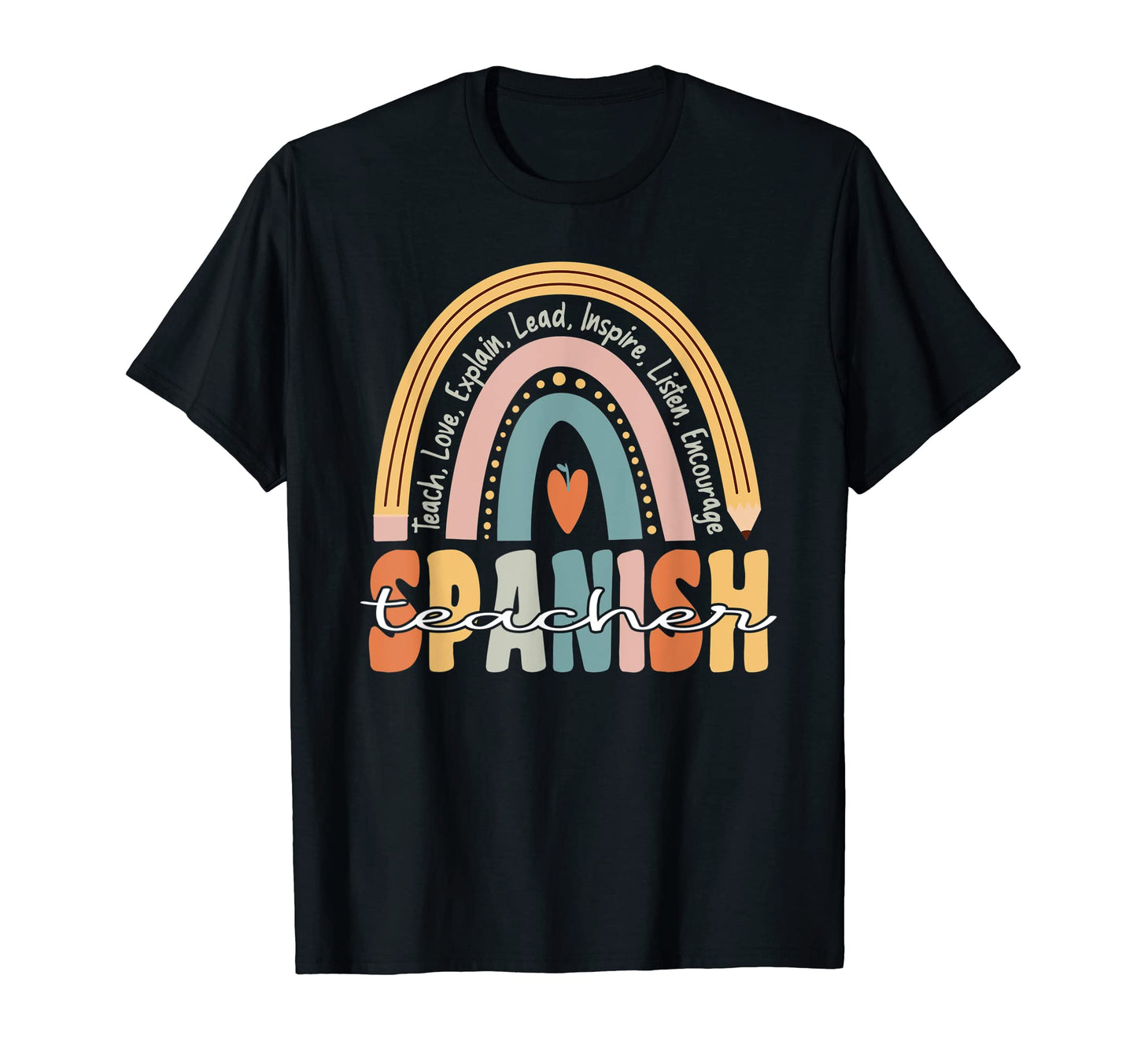 Spanish Teacher Groovy Teacher Rainbow T-Shirt - Graphic Print Men Women - T-Shirt, Sweatshirt, Hoodie
