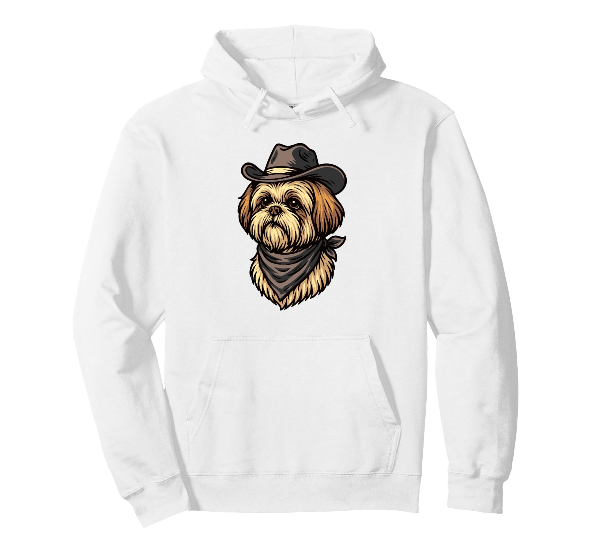 Funny Cowboy Shih Tzu Drawing Hoodie - Fun Novelty Design Men Women - T-Shirt, Sweatshirt, Hoodie