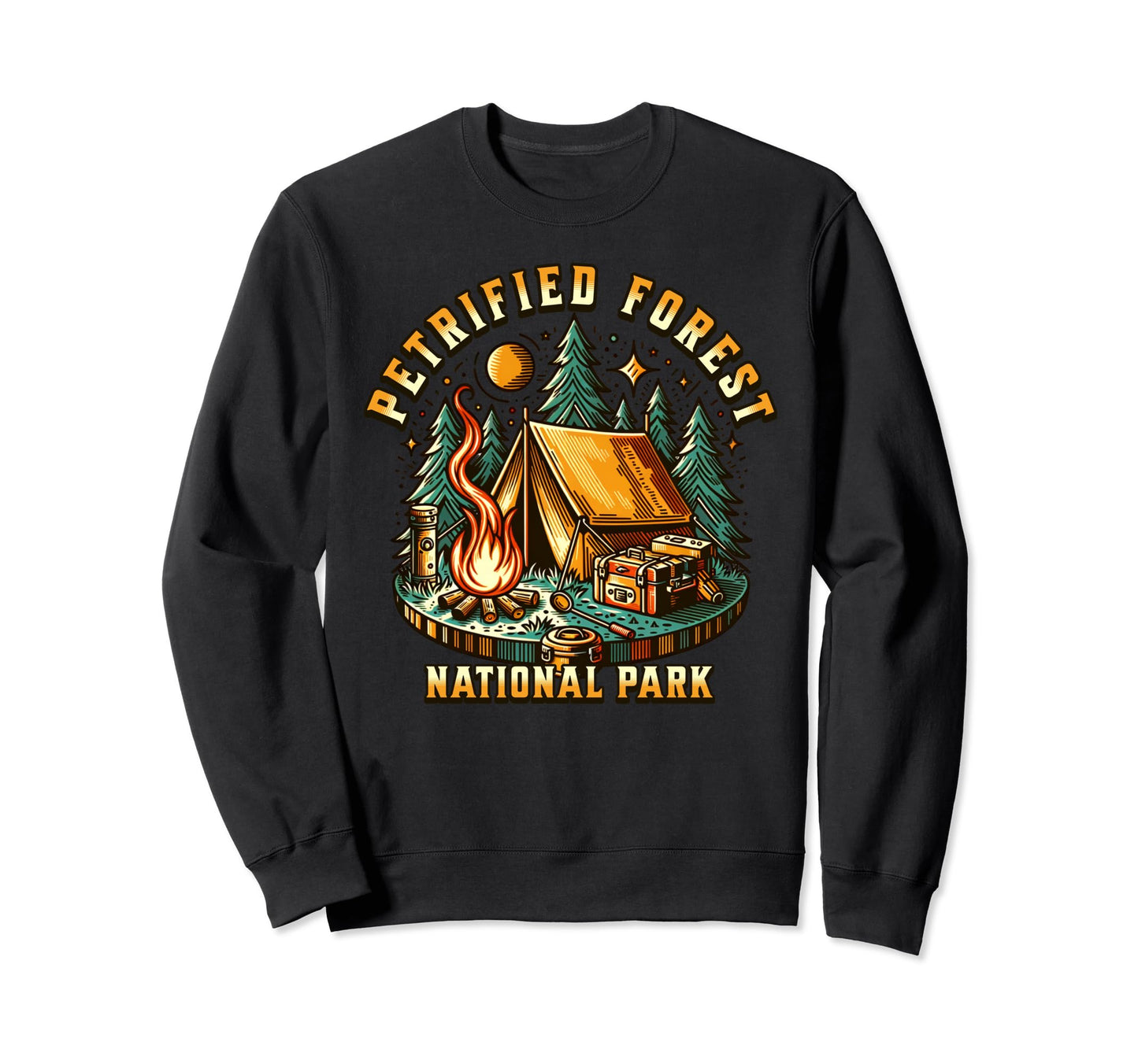 Camping Forest Campfire Petrified Sweatshirt - Streetwear Style Unisex - T-Shirt, Sweatshirt, Hoodie