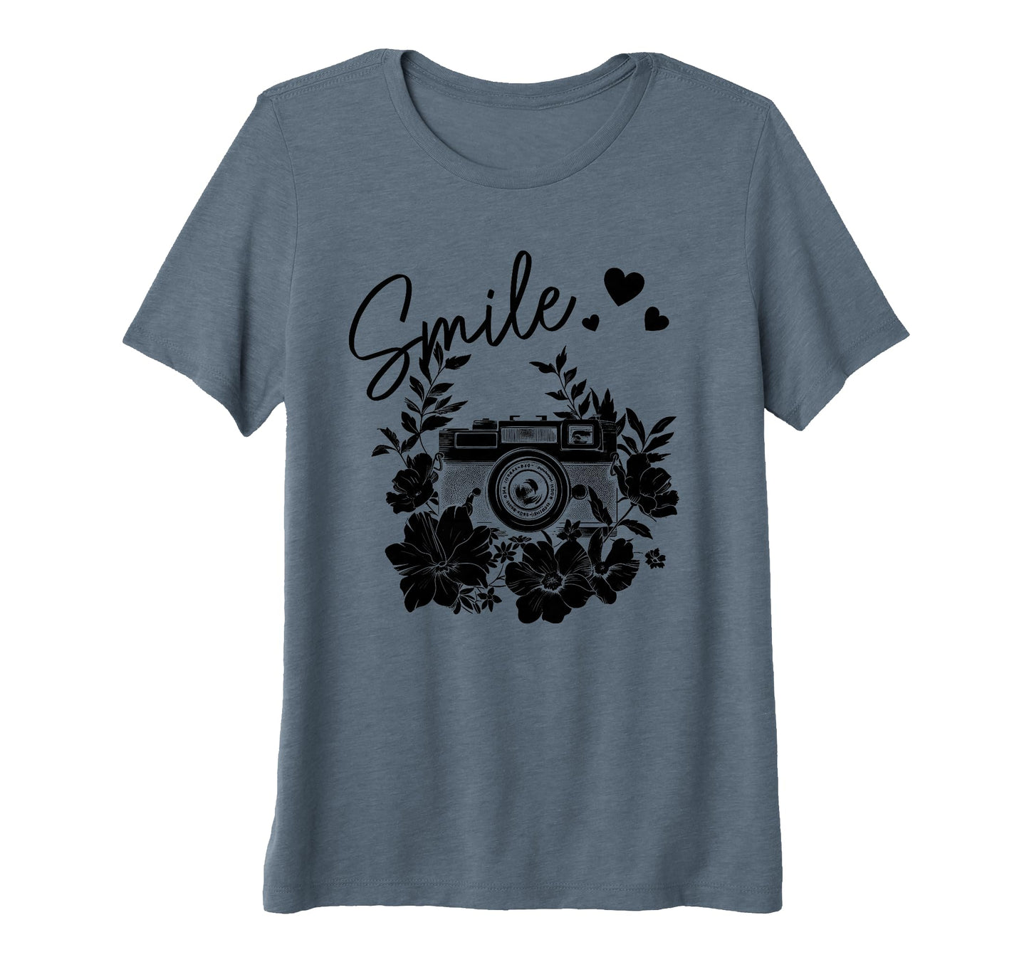 Womens Photographer Smile Camera T-Shirt - Trendy Graphic for Adults - T-Shirt, Sweatshirt, Hoodie
