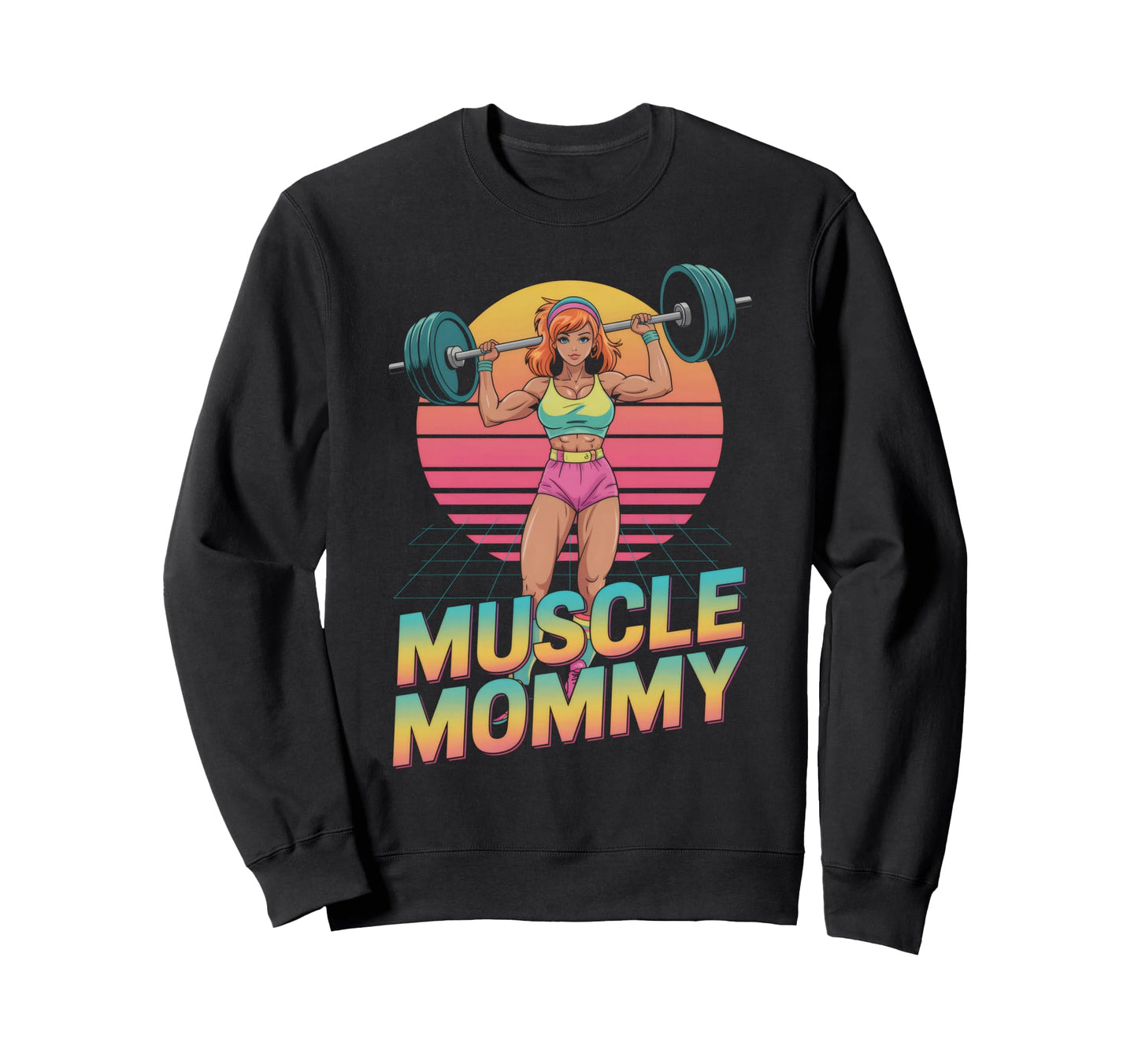 Anime Muscle Mommy Weightlifting Sweatshirt - Trendy Graphic for Adults - T-Shirt, Sweatshirt, Hoodie