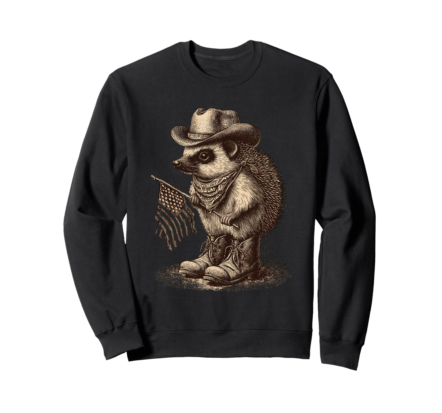 Hedgehog Cowboy Rodeo Cowgirl Sweatshirt - Casual Everyday Wear Men Women - T-Shirt, Sweatshirt, Hoodie
