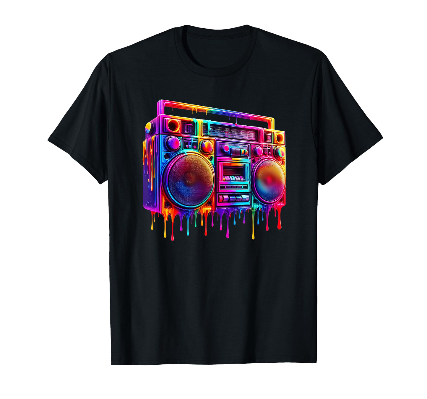 Dripping Paint Boombox Old School 80S T-Shirt - Fun Novelty Design Unisex - T-Shirt, Sweatshirt, Hoodie