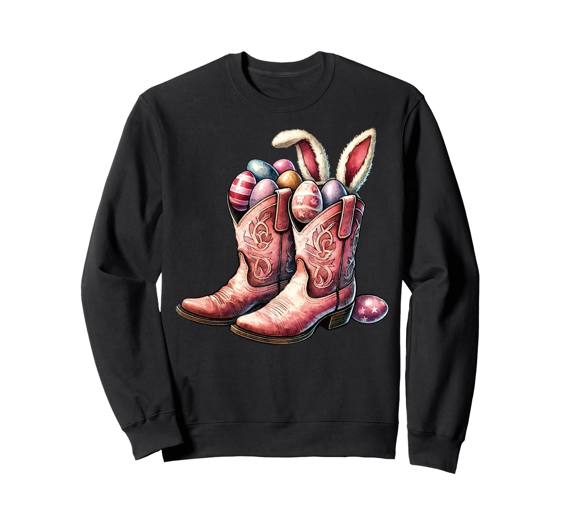 Easter Cowboy Boots Eggs Sweatshirt - Aesthetic Graphic Men Women - T-Shirt, Sweatshirt, Hoodie