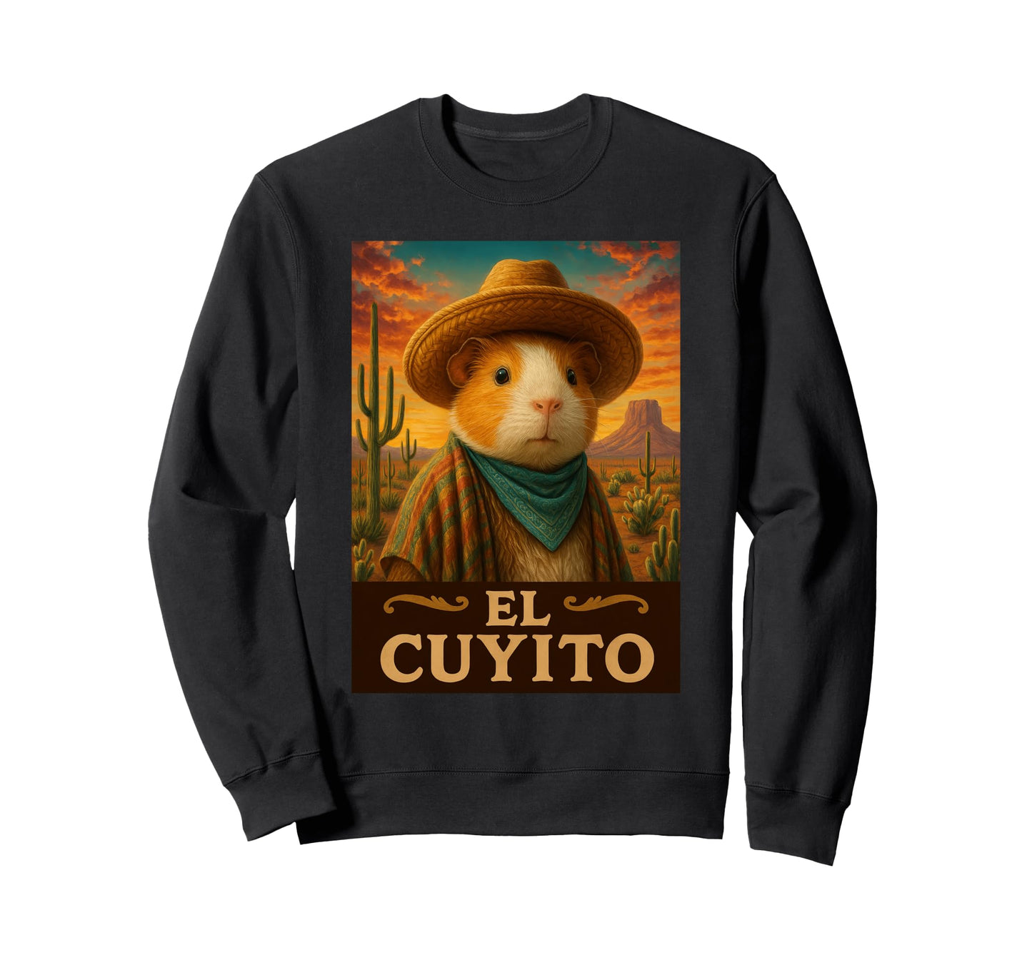 Guinea Pig El Cuyito Wild West Sweatshirt - Minimalist Print Men Women - T-Shirt, Sweatshirt, Hoodie