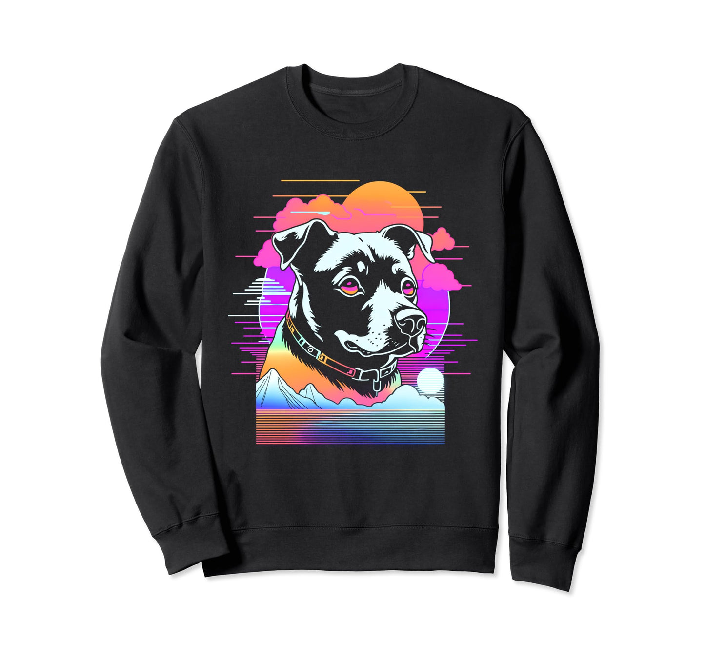 Inspired Vaporwave Aesthetic Dog Sweatshirt - Novelty Apparel for Adults - T-Shirt, Sweatshirt, Hoodie