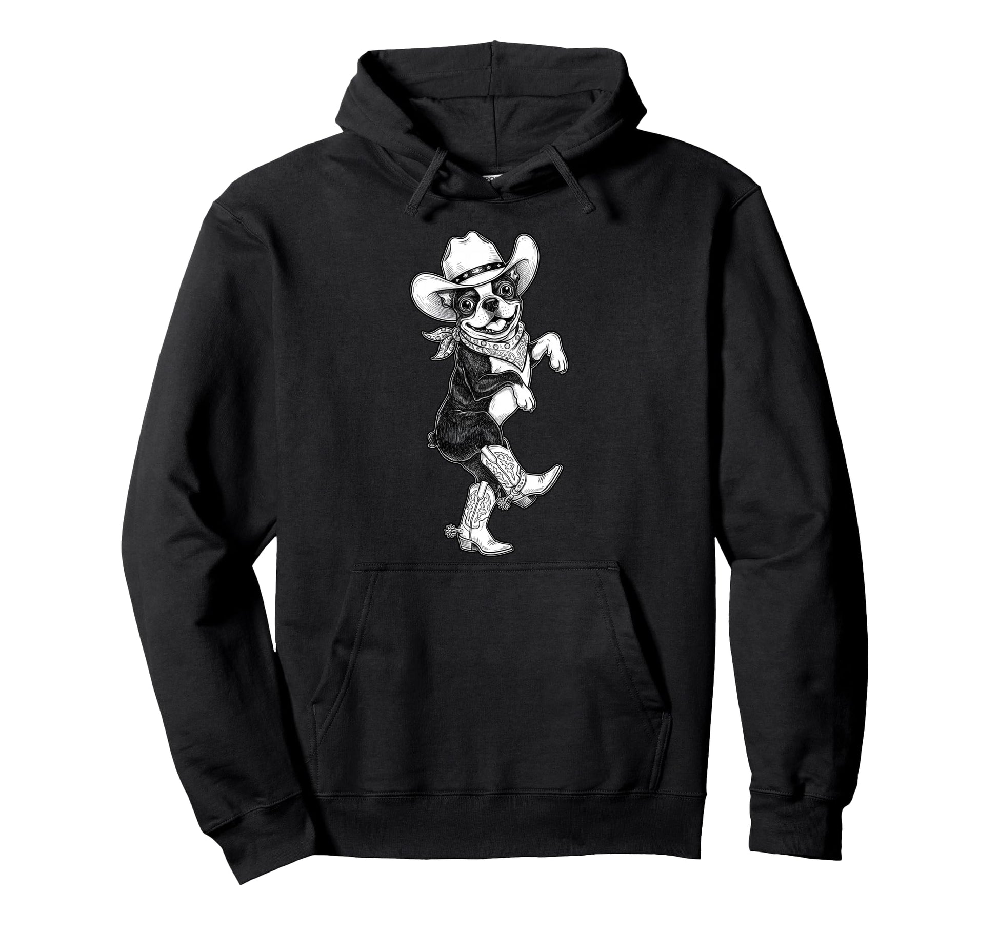 Howdy Boston Terrier Cowboy Hoodie - Casual Everyday Wear Men Women - T-Shirt, Sweatshirt, Hoodie