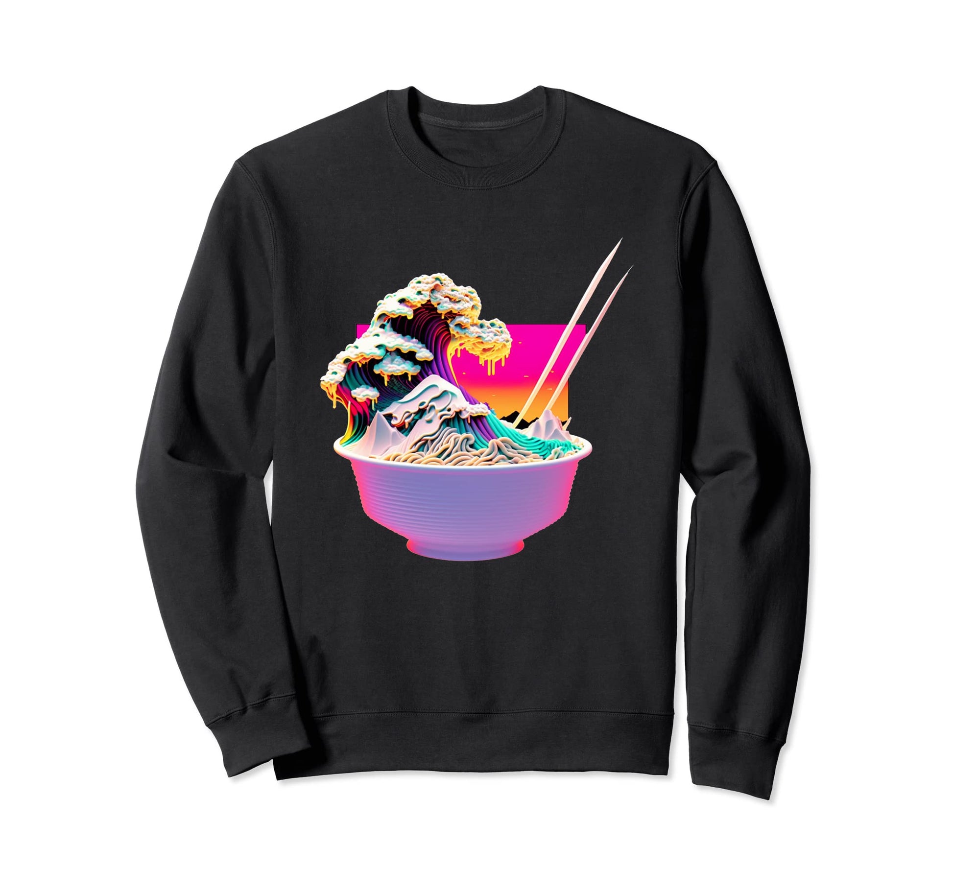 Vaperwave Aesthetic Glitch Ramen Sweatshirt - Streetwear Style Men Women - T-Shirt, Sweatshirt, Hoodie