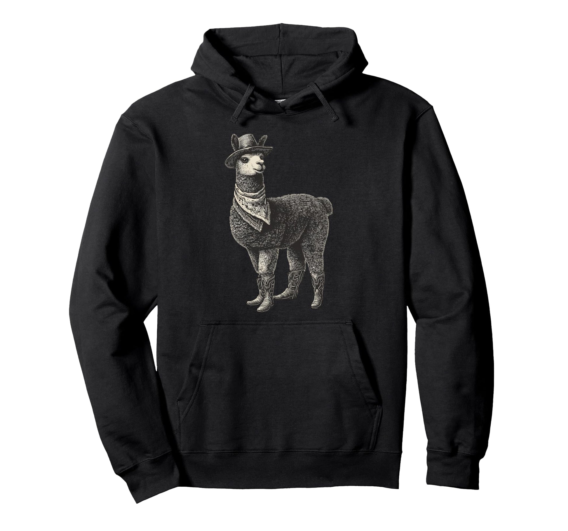 Country Cowboy Llama Alpaca Rodeo Hoodie - Graphic Print for Adults - T-Shirt, Sweatshirt, Hoodie