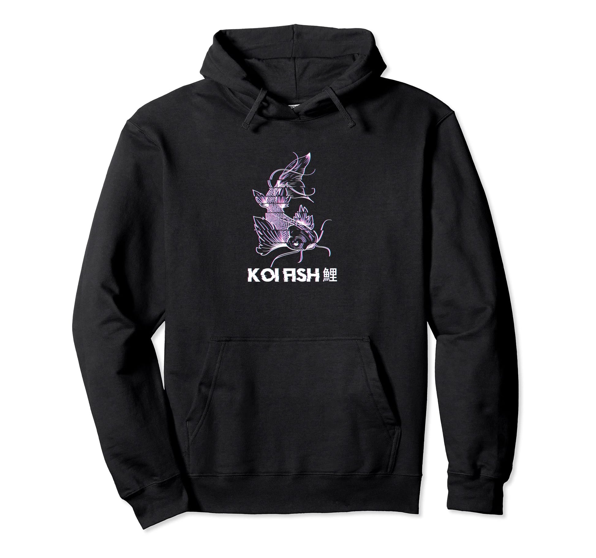 Glitch Effect Japanese Koi Fish Vaporwave Hoodie - Graphic Print Unisex - T-Shirt, Sweatshirt, Hoodie