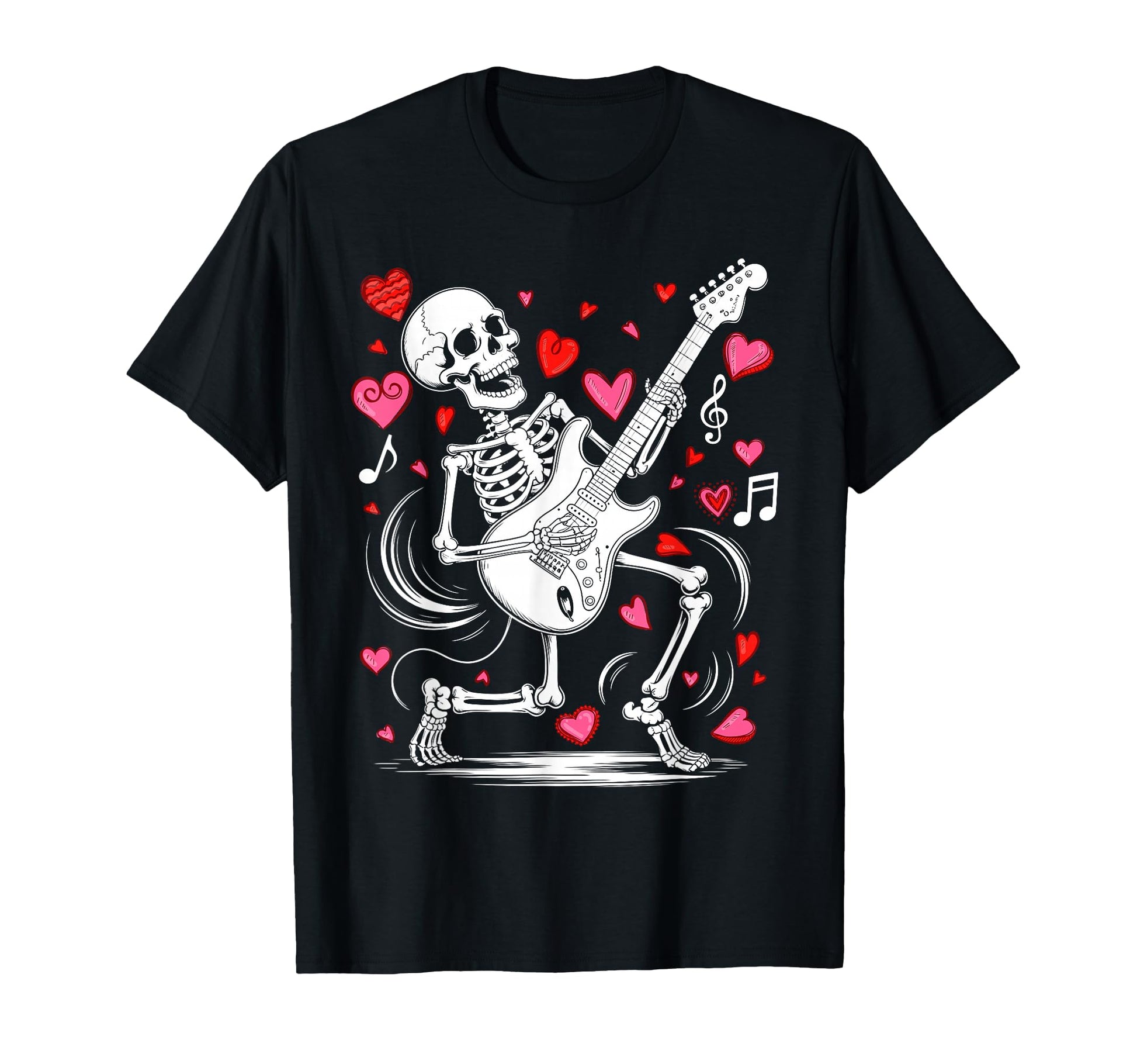 Funny Valentine Skeleton Playing Guitar T-Shirt - Graphic Print Men Women - T-Shirt, Sweatshirt, Hoodie