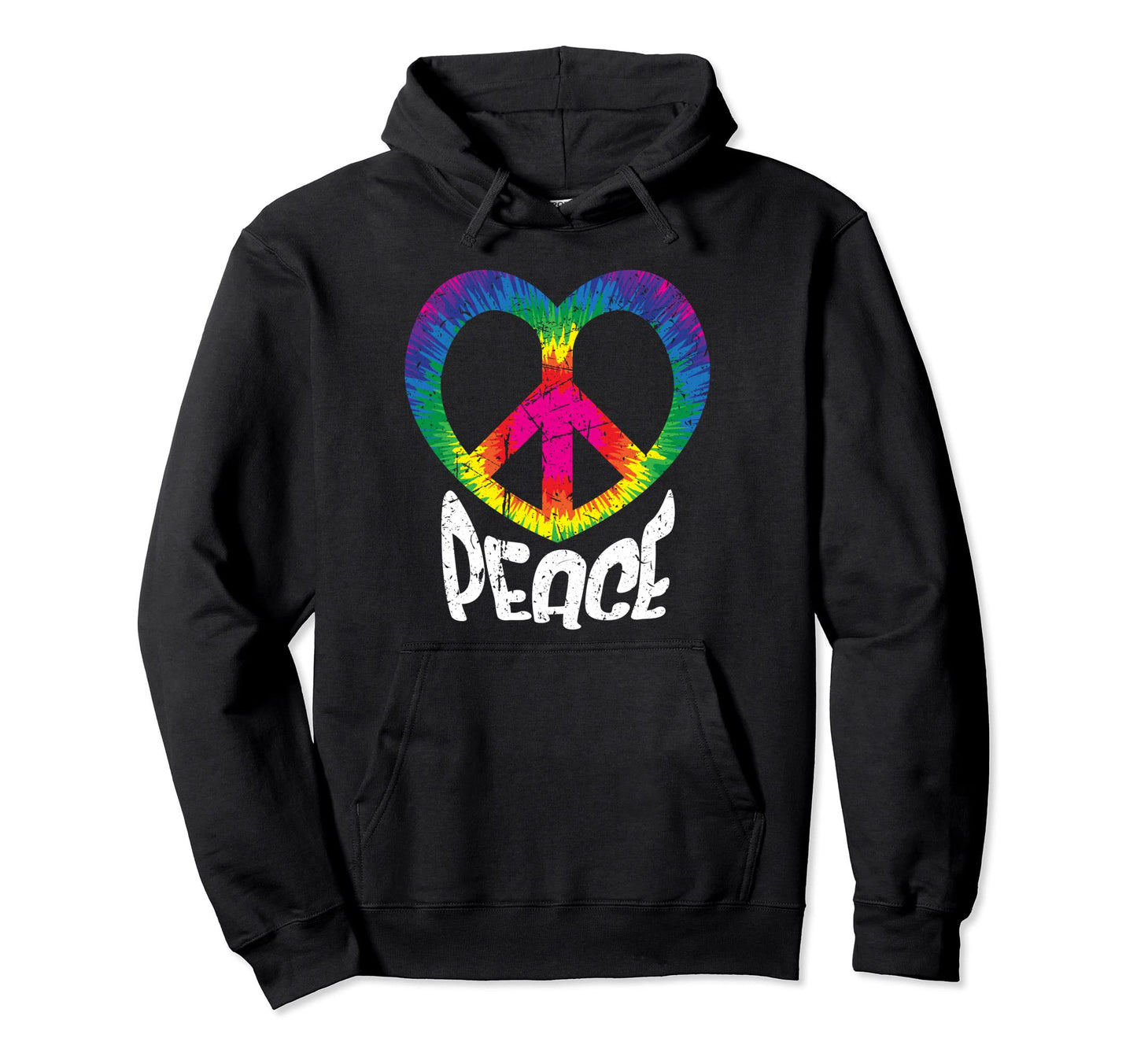 Rainbow Heart Peace Sign Tie Dye Hoodie - Minimalist Print Men Women - T-Shirt, Sweatshirt, Hoodie