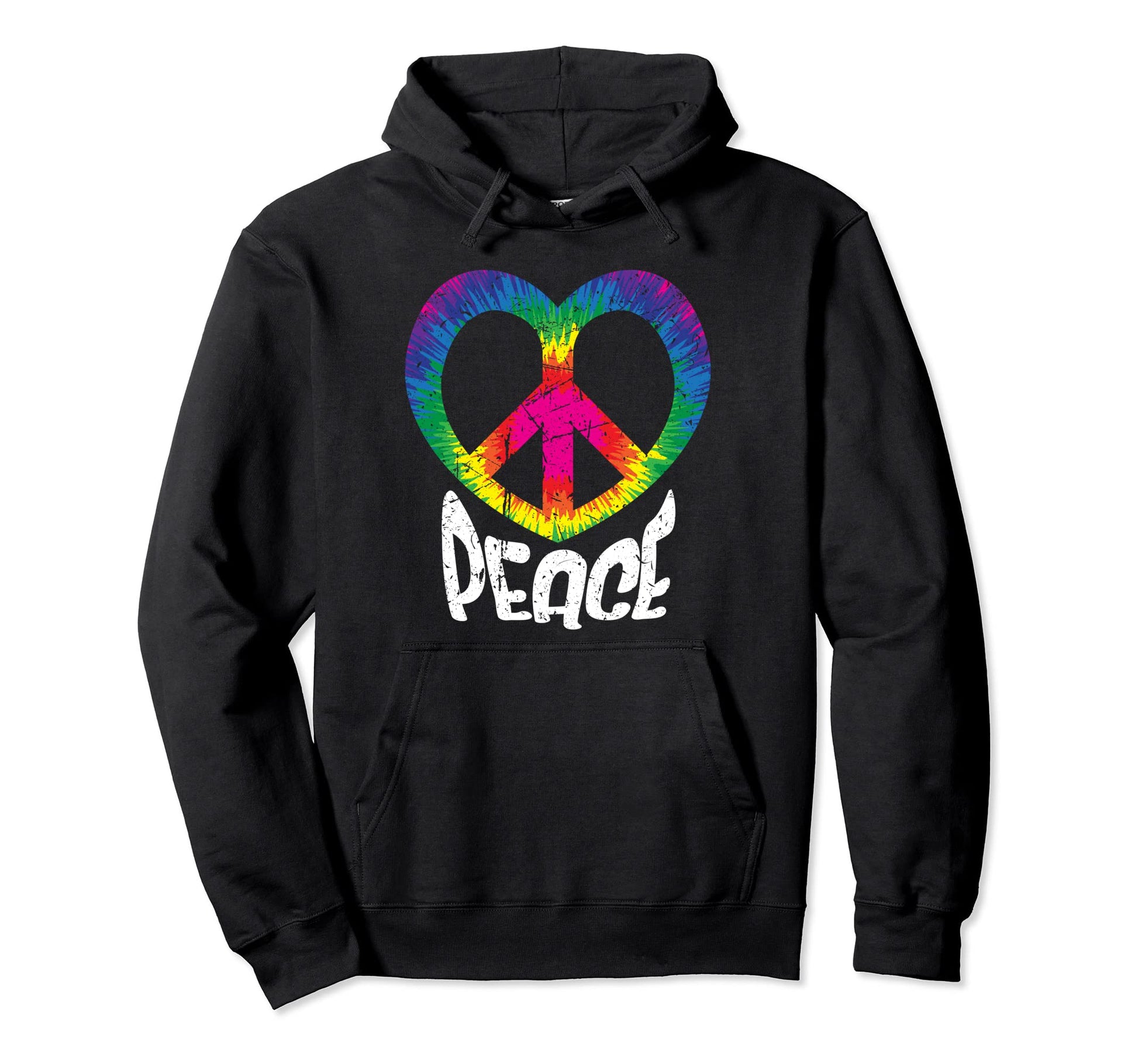 Rainbow Heart Peace Sign Tie Dye Hoodie - Minimalist Print Men Women - T-Shirt, Sweatshirt, Hoodie
