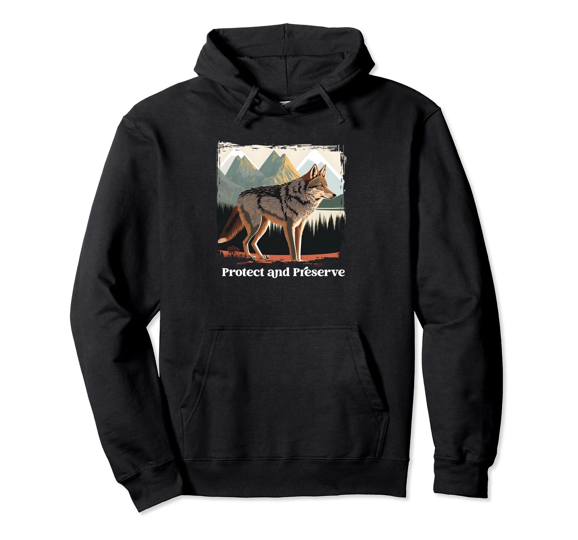 Preserve Protect National Park Wolf Forest Hoodie - Custom Art Print Unisex - T-Shirt, Sweatshirt, Hoodie