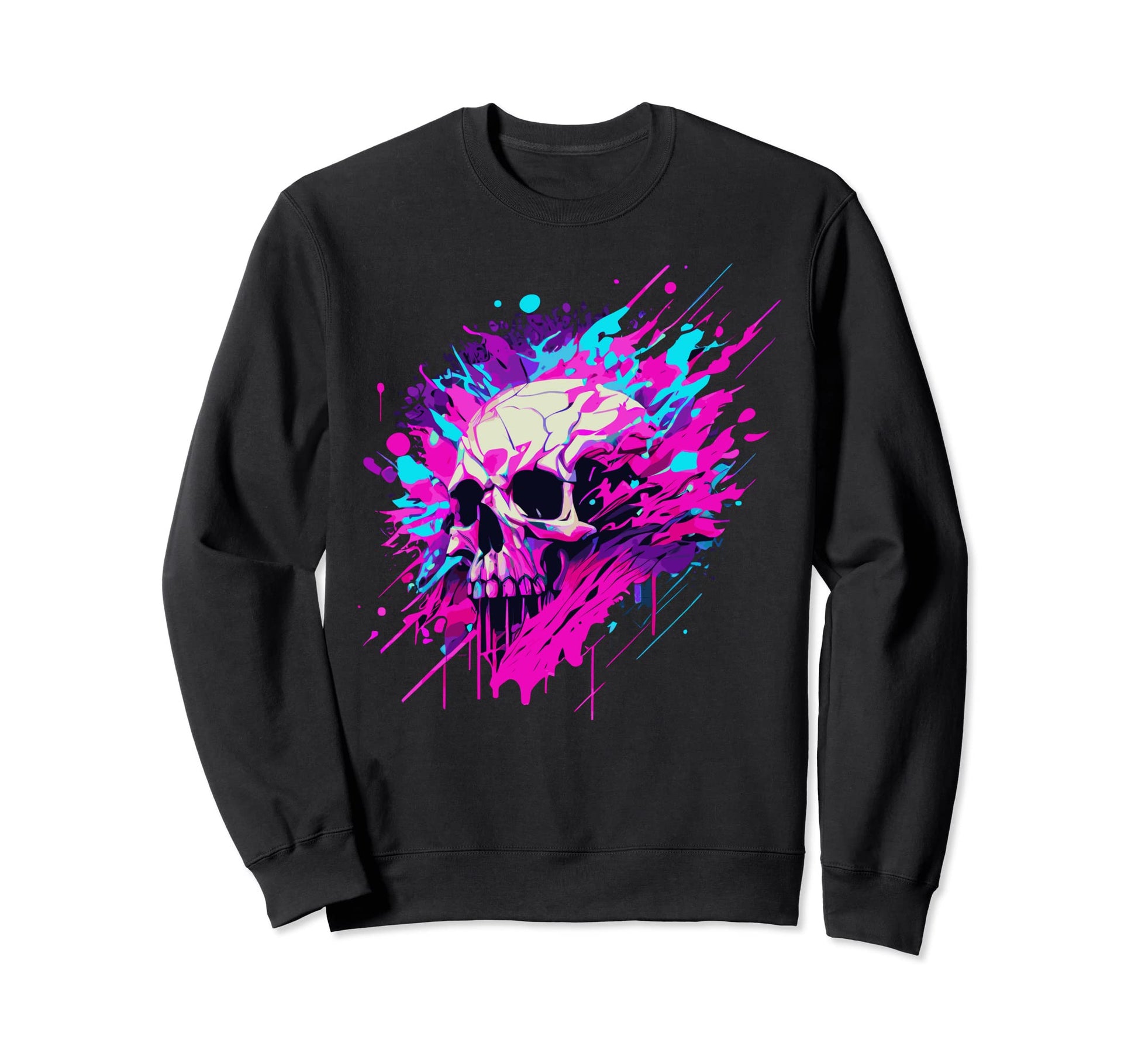 Vaporwave Skull Urban Aesthetic Sweatshirt - Trendy Graphic Men Women - T-Shirt, Sweatshirt, Hoodie